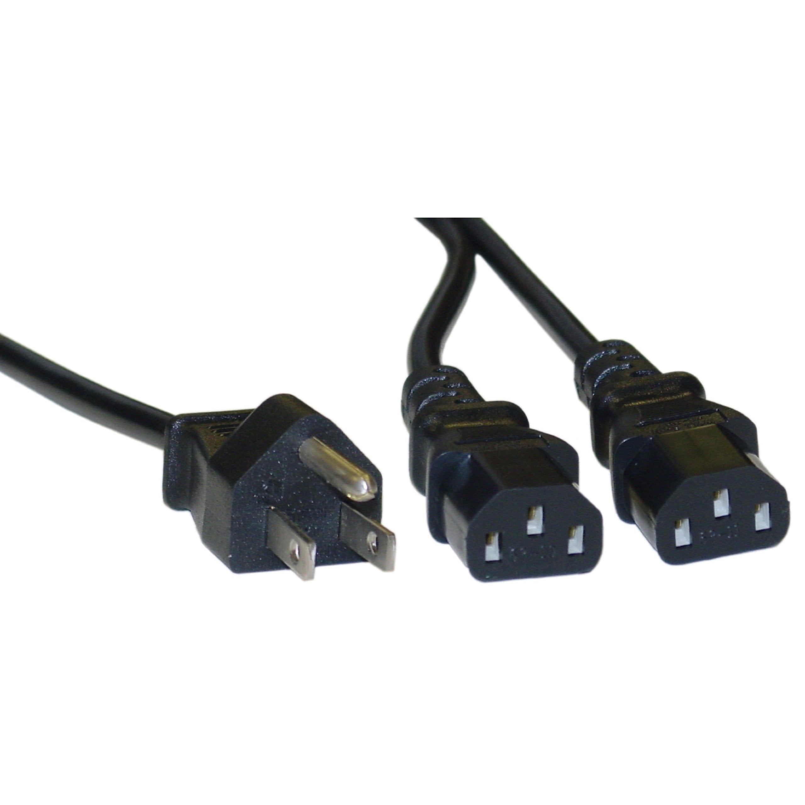 Computer/Monitor Power Y Cord, Black, NEMA 5-15P to Dual C13, 10 Amp, 6 Foot