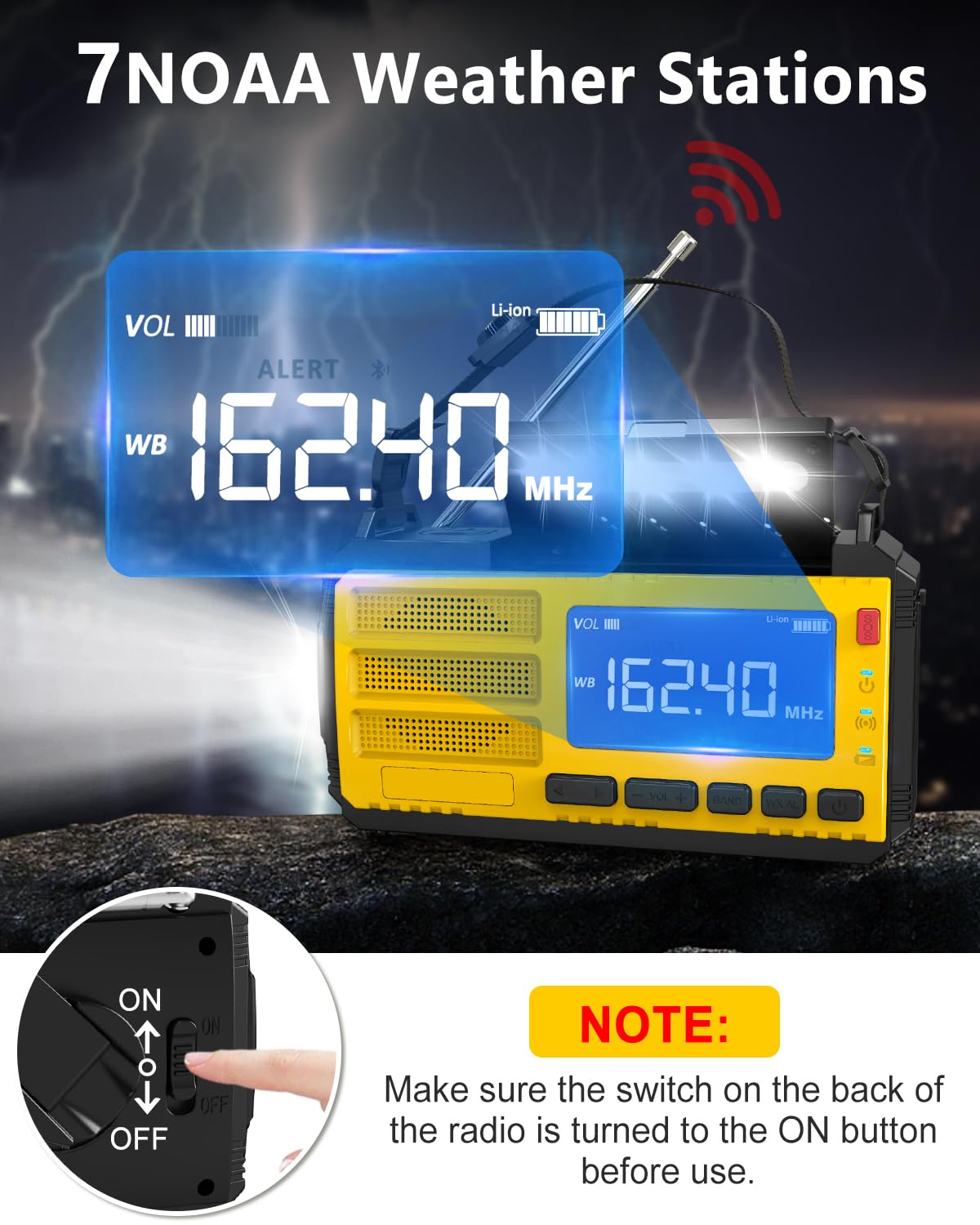 10000Mah Emergency Hand Crank Radio, Am/Fm/Noaa Weather Alert, Solar Powered, 4 Charging Methods, 3-Mode Flashlight, Reading Lam