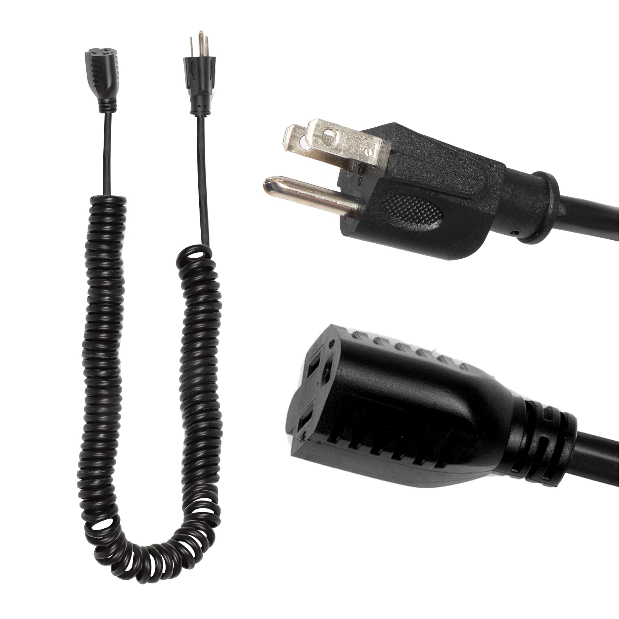 Iron Forge Cable Sjeow Black Outdoor Coiled Extension Cord 6 Ft,13 Amp Oil Resistant & Flame Retardant 3 Prong Coiled Electrical