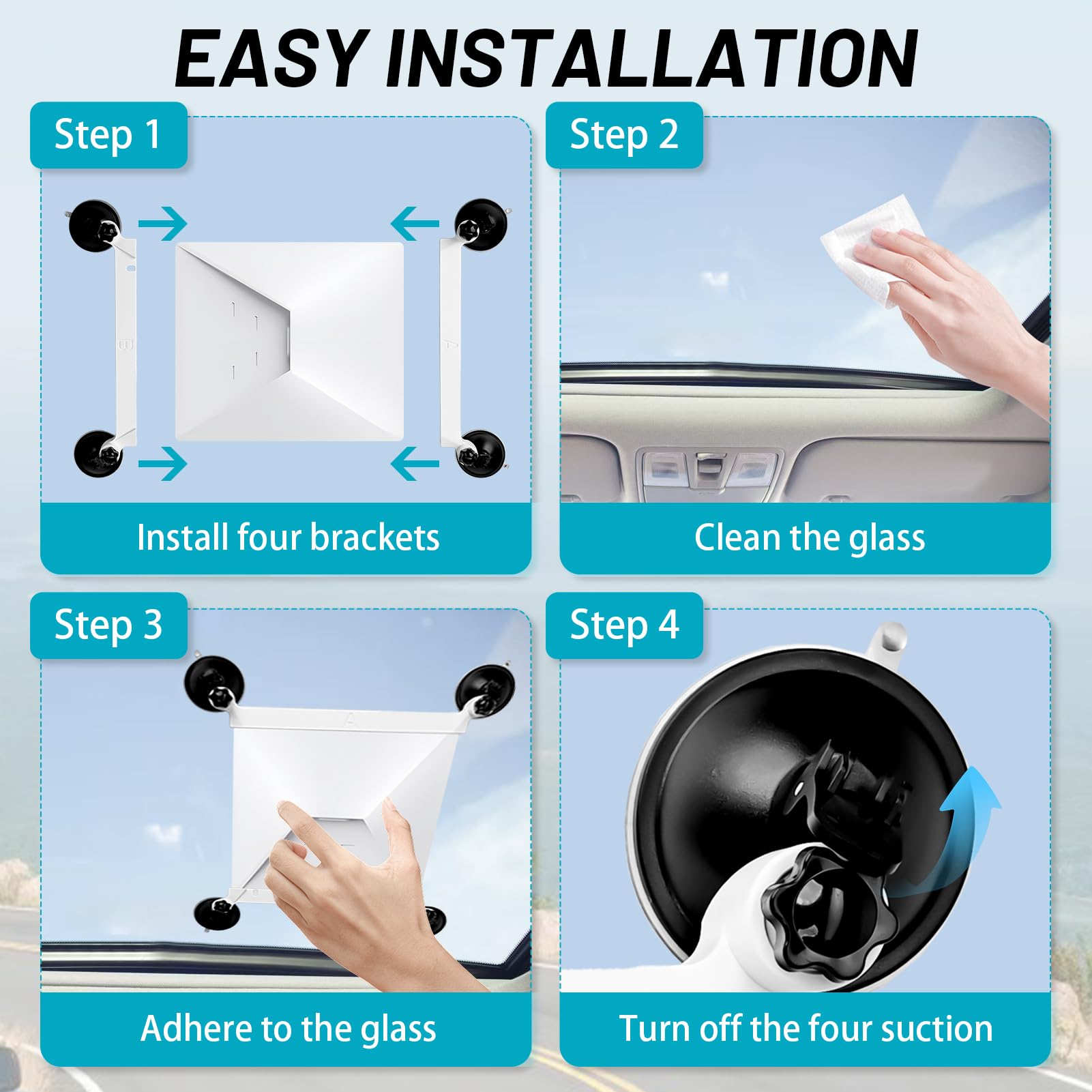 Starlink Mini Car Mounting Kit,Powerful Four Suction Cups Ensure Stable Signal Reception,Featuring A 9.84Ft Cable And Charger He