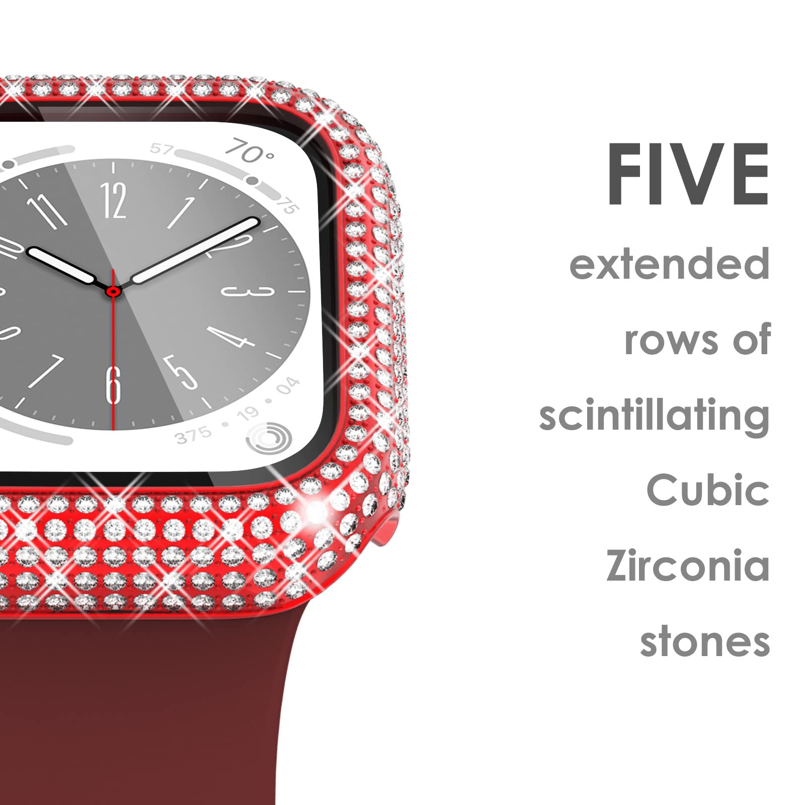 Surace 41Mm Case Compatible With Apple Watch Series 9 Series 8 Series 7, 400 Diamonds With Screen Protector Bling Case Tempered