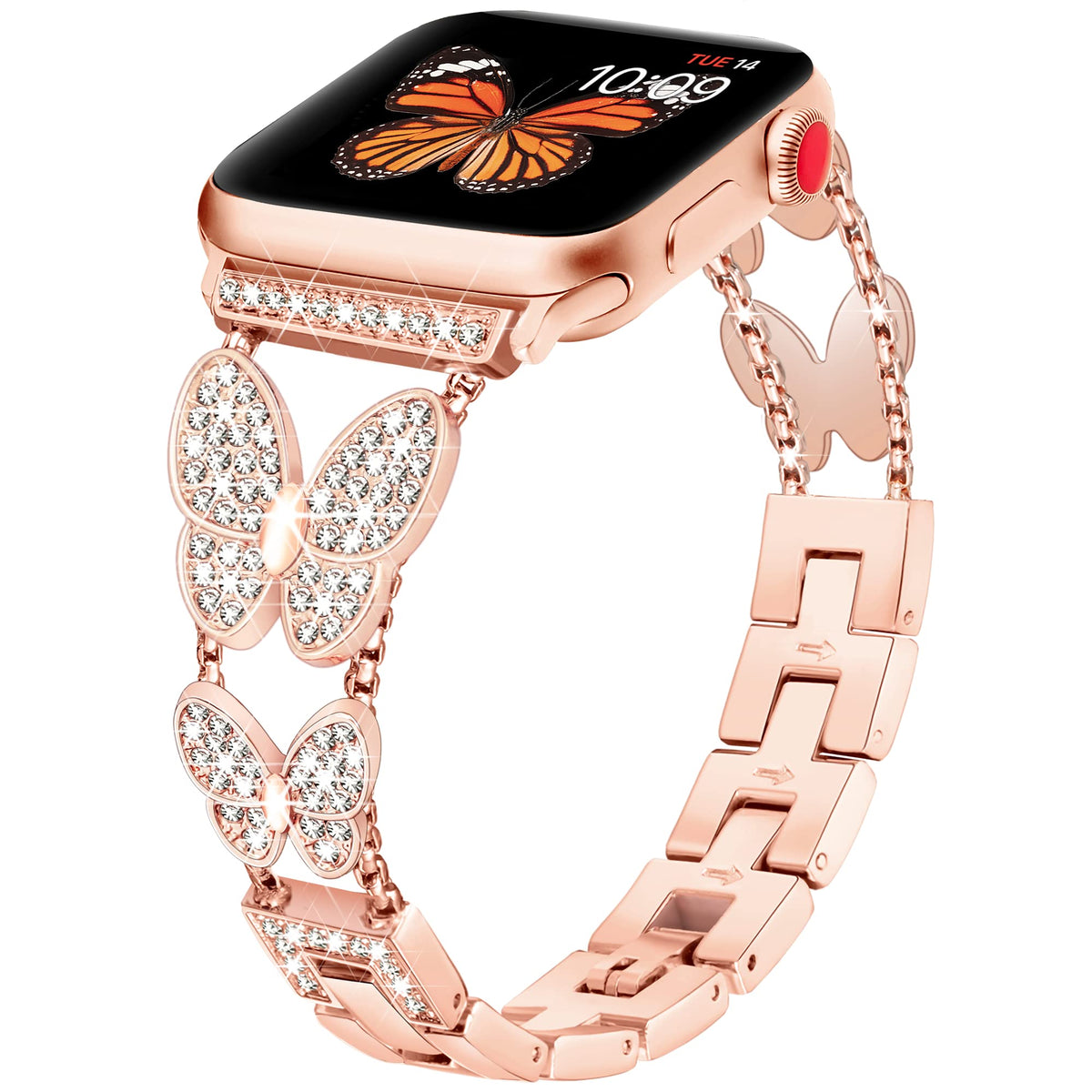 G Ficu Butterfly Band Compatible With Apple Watch Band 41Mm 40Mm 38Mm Iwatch Se Series 8 7 6 5 4 3 2 1, Slim Cute Metal Jewelry 