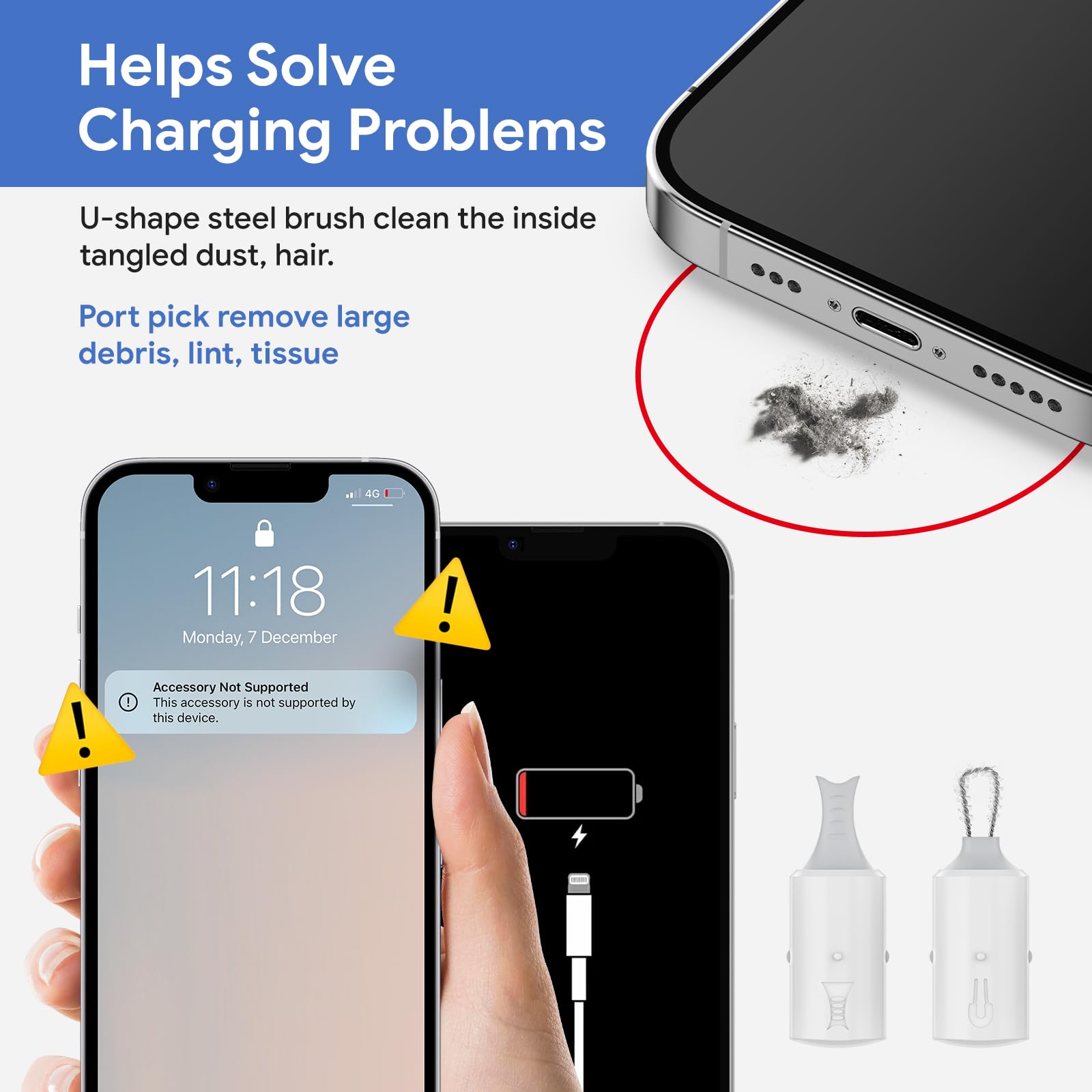 12 In 1 Iphone Cleaning Kit, Airpods Cleaning Kit, Ipad/Phone Charging Port Cleaner Repair & Restore Tool,Multi Cleaner Tool Kit