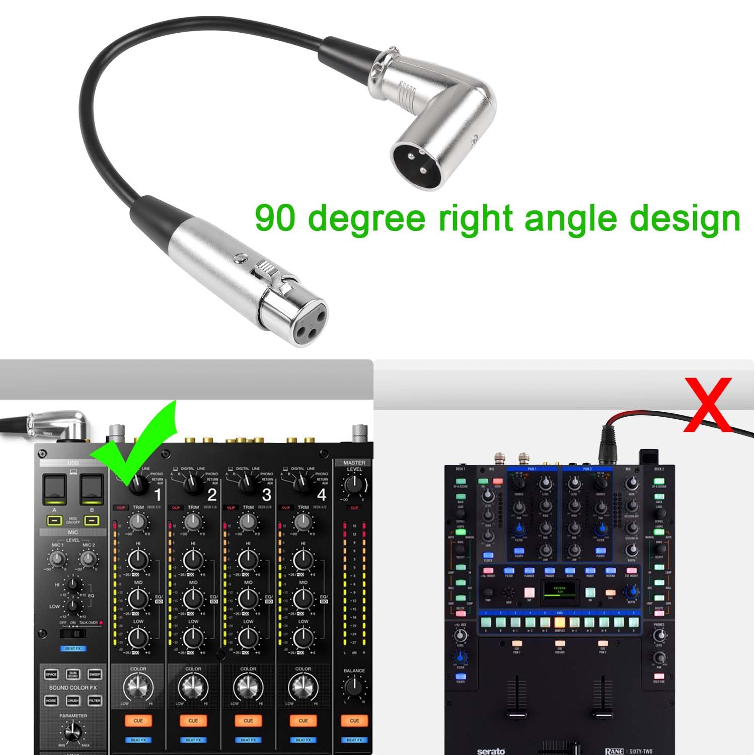 Qianrenon 90 Angle Xlr Microphone Short Cable 3Pin Xlr Right Angle Male To Female Balanced Cable 90 Degree Xlr Plug To Socket Au