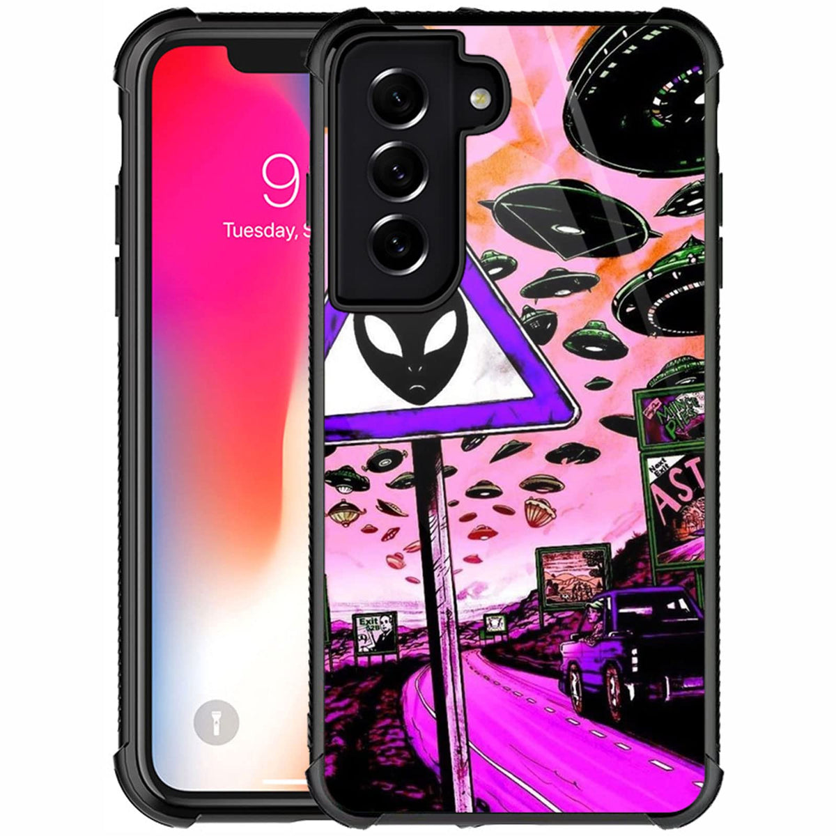 Carloca Compatible With Samsung Galaxy S21 Case,Trippy Alien Pattern Design For Girl Boy Shockproof Anti Scratch Case For Samsun