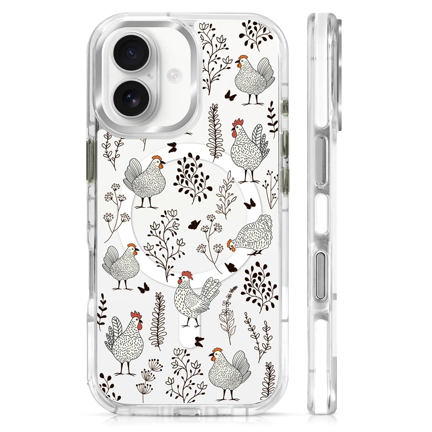 OKBUOK for iPhone 17 Case [Compatible with Magsafe],Girls Women Clear Magnetic Case Silicone Shockproof Protective Cover with Pa