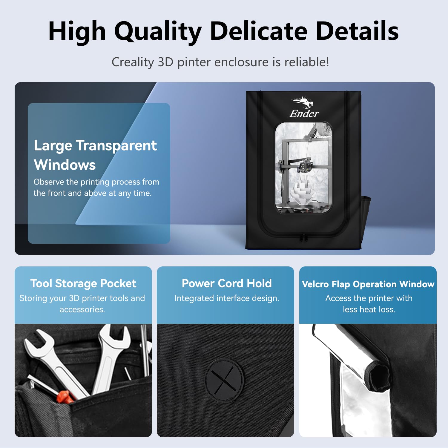 Creality Official 3D Printer Enclosure With Fan Interface, Fireproof Dustproof Constant Temperature Protective Cover 550*650*750