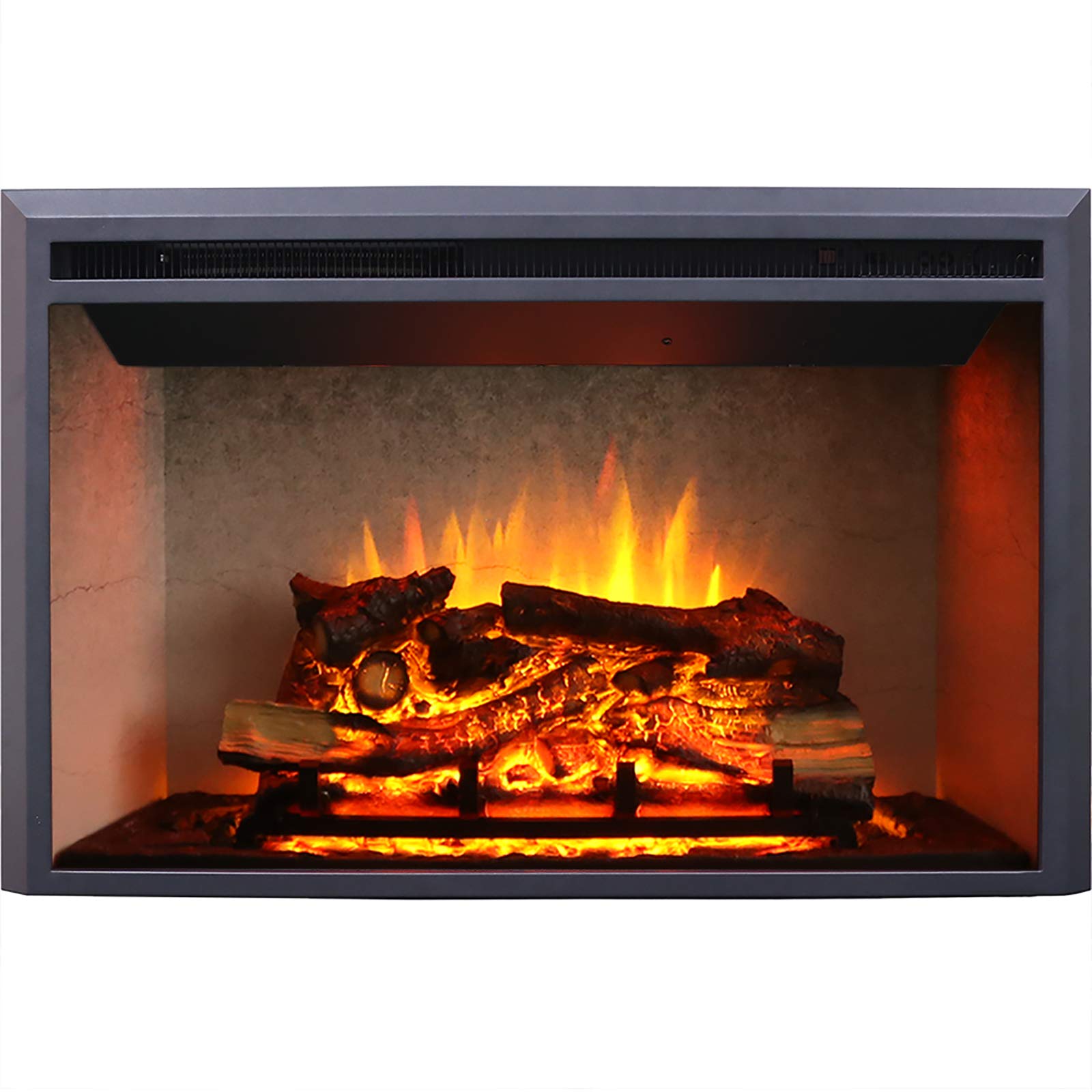 RICHFLAME 33 Inches, 21 Inches High, Edward Electric Fireplace Insert with Weathered Concrete Interior, Fire Crackling Sound, Re