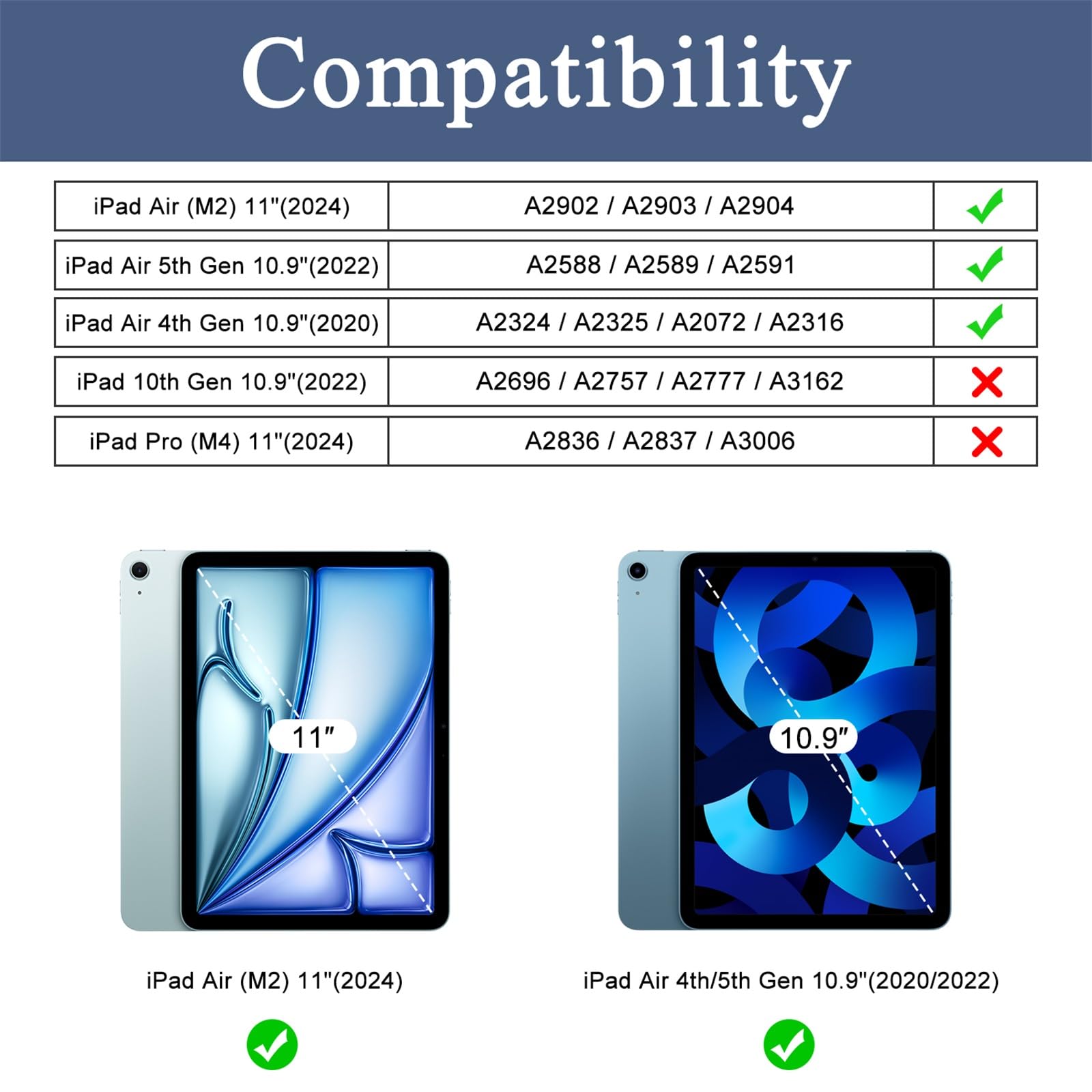 Soke Case For Ipad Air 11 Inch M2, Ipad Air 6Th/5Th/4Th Generation (2024/2022/2020), With Built In Screen Protector And Kickstan