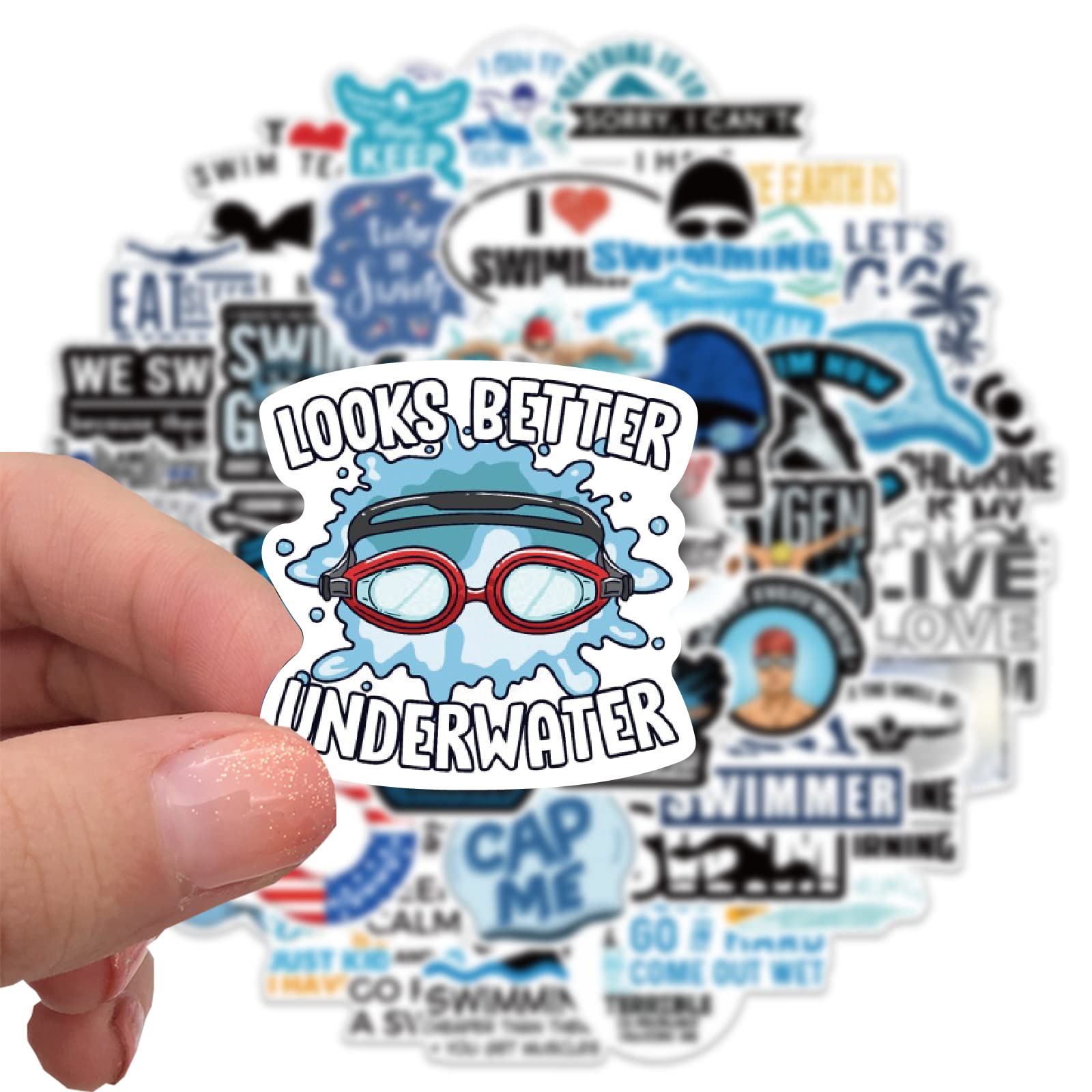 100 Pcs Swimming Stickers,Suitable For Swimmers,Swim Vinyl Aesthetic Stickers For Laptop,Water Bottles,Luggage,Computer,Cellphon