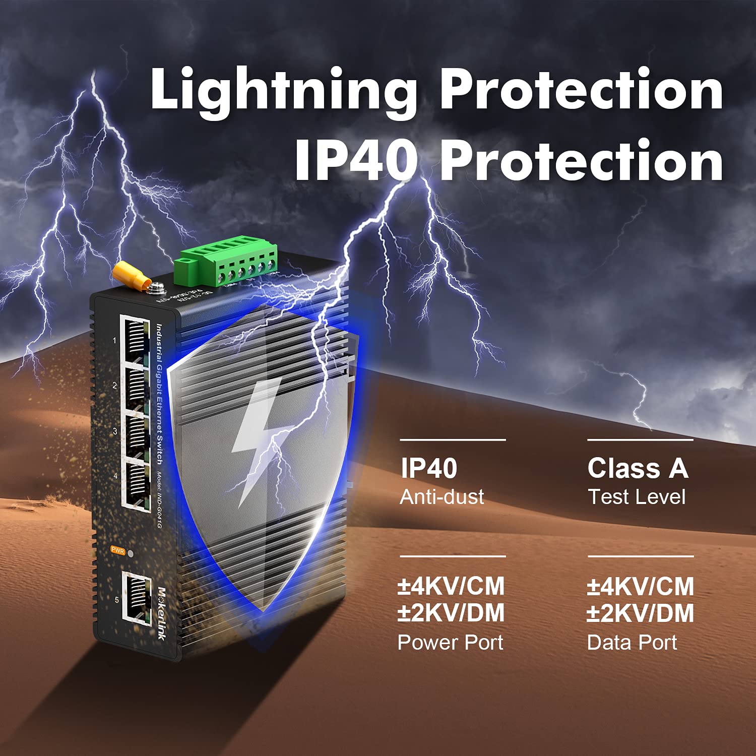 Mokerlink 5 Port Gigabit Industrial Din Rail Ethernet Switch, 14Gbps Switching Capacity, Ip40 Rated Network Switch ( 40 To 185F)