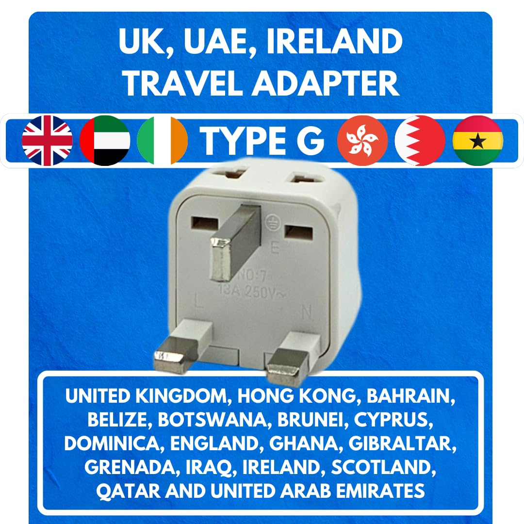 Tmvel Universal International Power Adapter 2 In 1 Uk Travel Plug Converter For Type G   Ideal For United Kingdom, Ireland, Grea