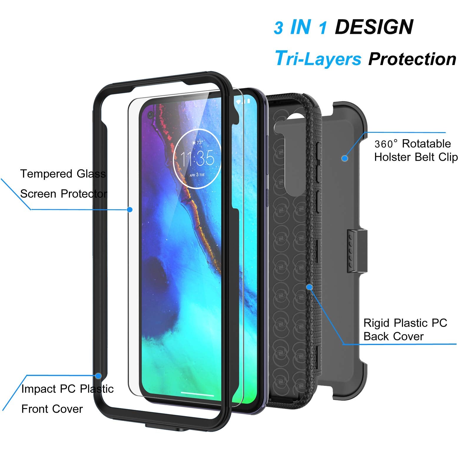 Njjex Compatible For Motorola Moto G Power 2020 Case/Moto G Stylus 2020 Case W/Tempered Glass Screen Protector [2 Pack] [Nbeck]