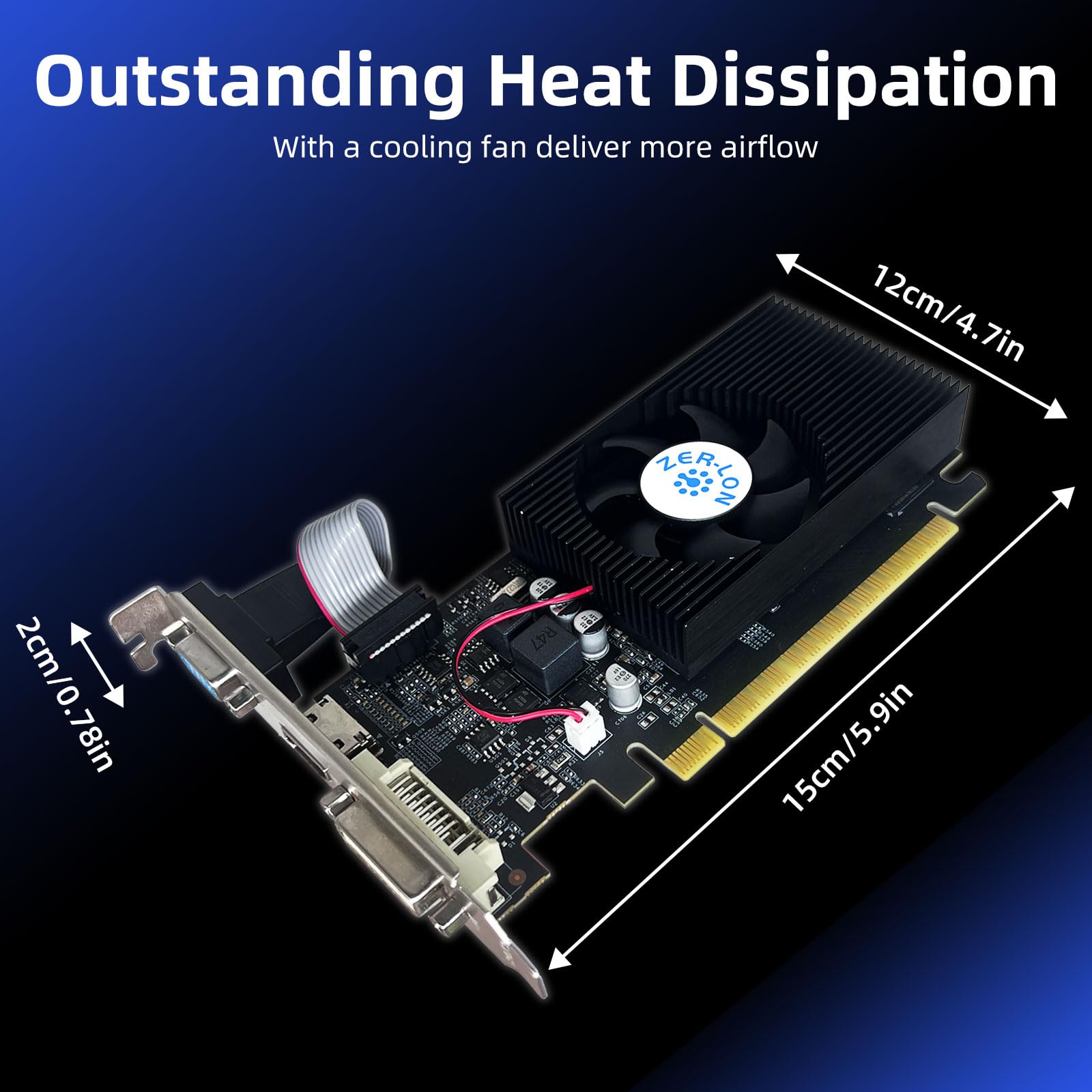 Zer Lon Gt 730 Graphics Card, Computer Low Profile Gpu, 4Gb 128Bit Gddr3 Pcie X16, Hdmi/Vga/Dvi, Directx 11, Physx, Opengl 3.1,