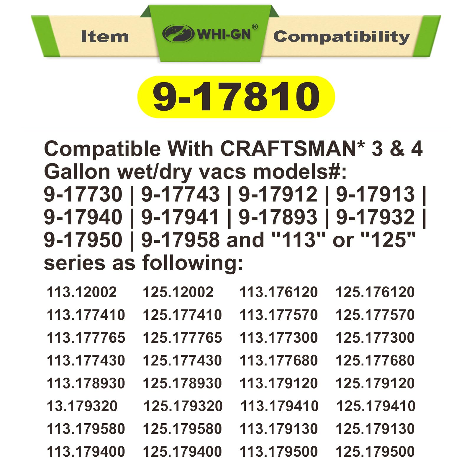 3 Pack 17810 Filter Replacement For Craftsman Shop Vac Filter 9 17810 For 3 To 4 Gallon General Purpose Vacuums