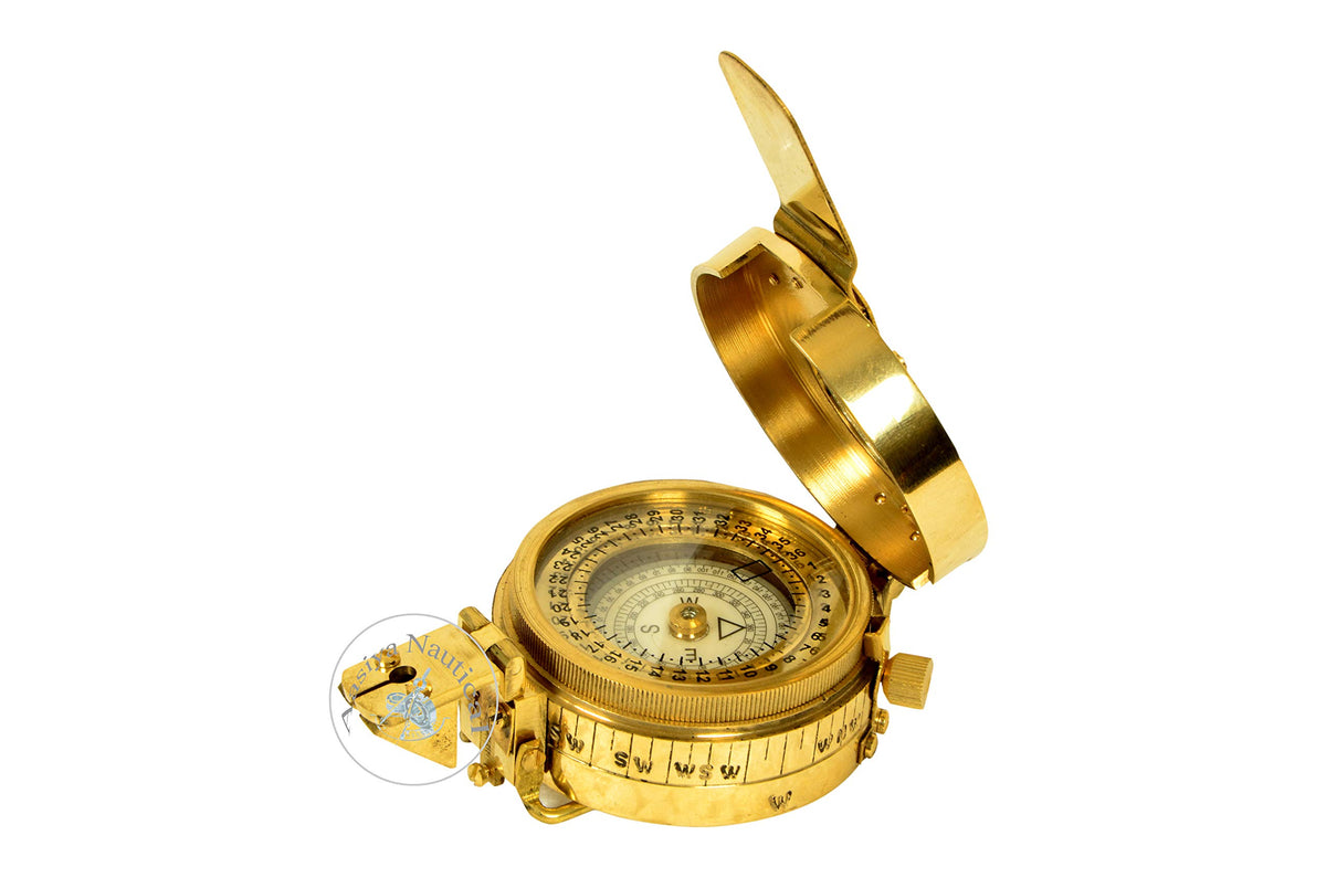 Vintage Style Shiny Brass British Prismatic Military Compass   Nautical Pocket Compass