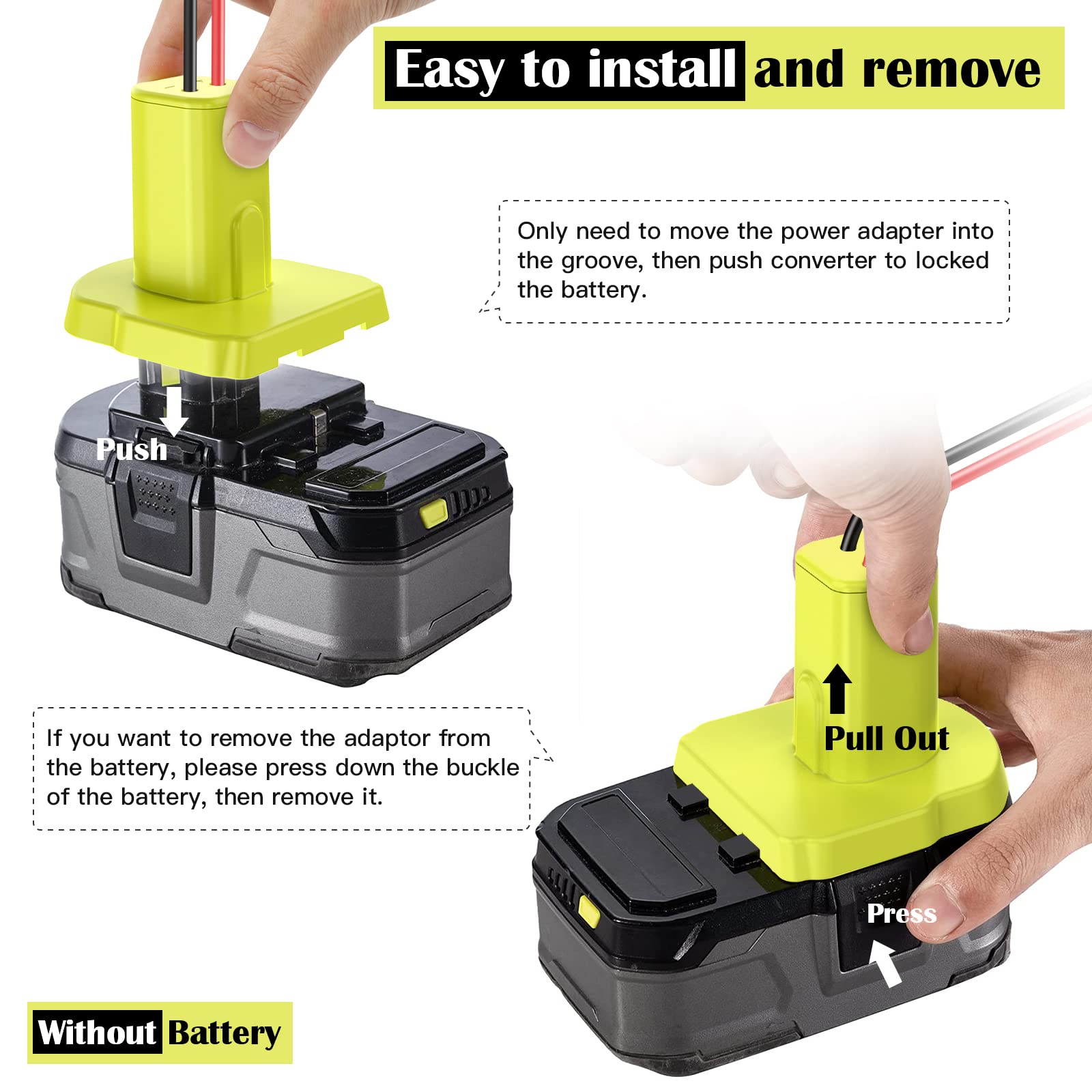 2 Packs Power Wheel Adapter For Ryobi 18V Battery Adapter Power Wheels Battery Conversion Kit With Fuses & Wire Terminals, 12Awg