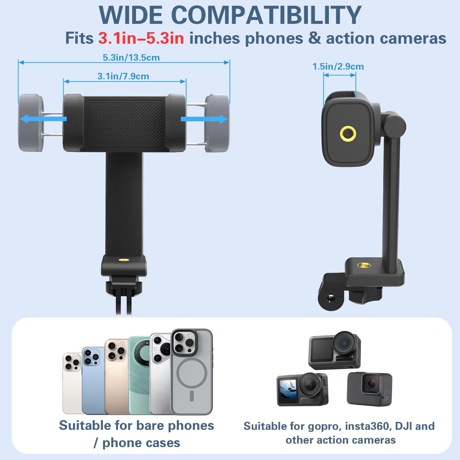 Beviliu Neck Phone Holder For Recording, Hands-Free Pov/Vlog Neck Mount With Phone Clip & Chest Strap For Cooking/Fishing/Video