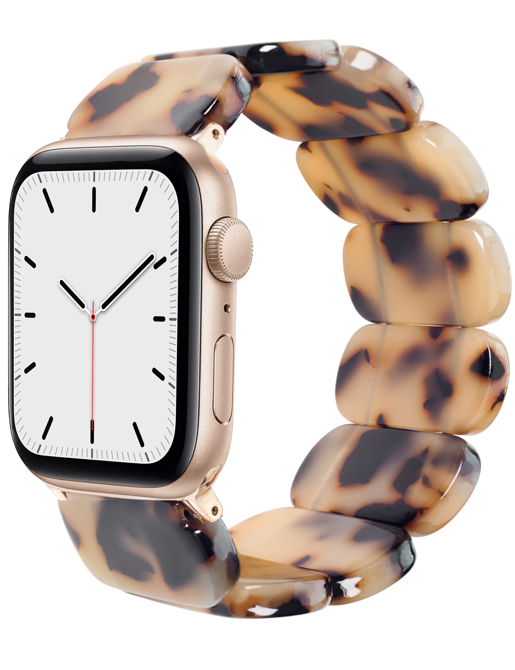 Heesch Blonde Tortoise Band Compatiable With Apple Watch Strecthy Band For Woman 38Mm 41Mm Fashion Resin Strap For Iwatch 7,Se,6