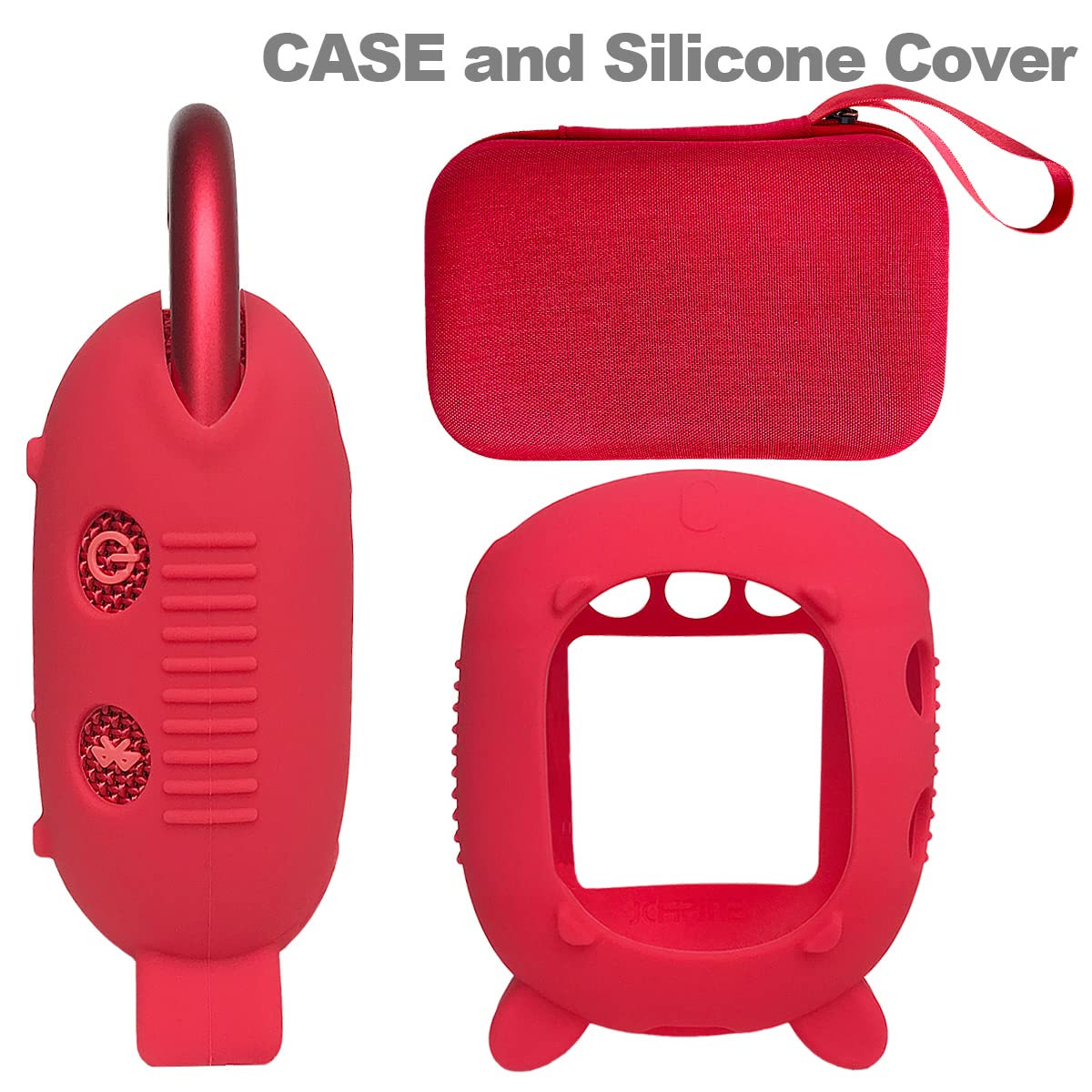 Hard Carrying Case And Silicone Cover For Jbl Clip 4 Portable Bluetooth Speaker, Protective Travel Case Storage For Jbl Clip 4 Speaker Accessories (Red)