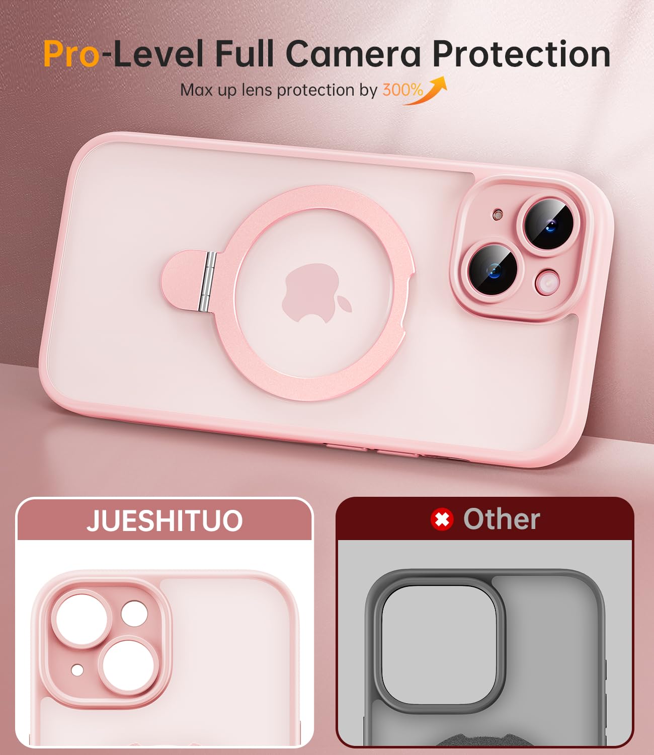 Jueshituo For Iphone 15 Case With Magnetic Stand [Full Camera Protection] [Compatible With Magsafe] Mil Grade Shockproof Slim Ma