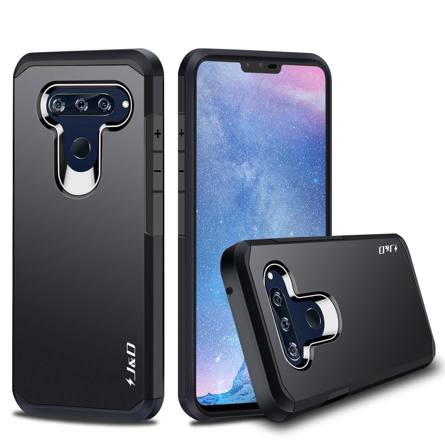 J&D Case Compatible For Lg V40 Thinq Case/Lg V40 Case, Heavy Duty Dual Layer Hybrid Shock Proof Protective Rugged Bumper Case Fo
