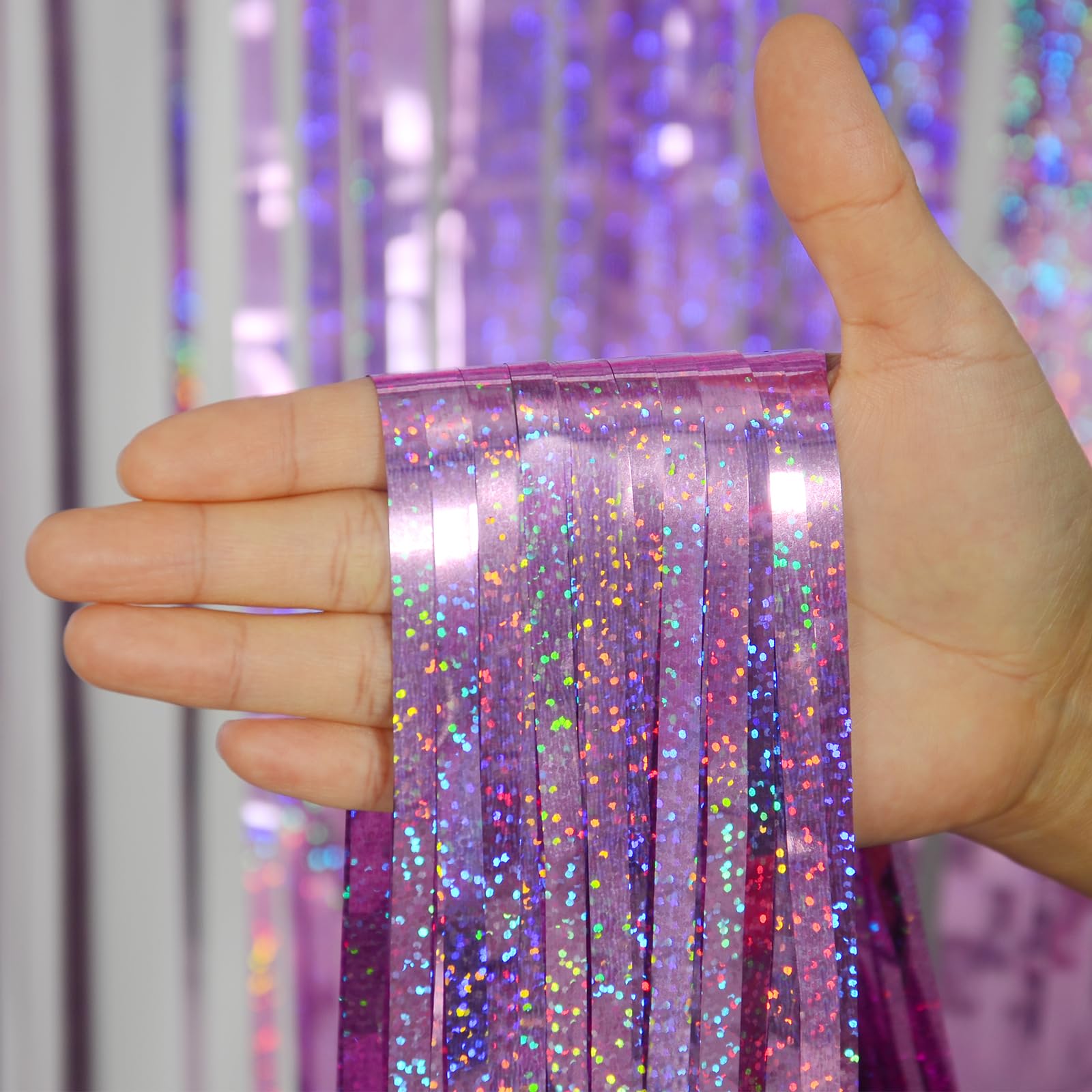 Melsan Foil Curtians Valentine Party Decorations, 3.2 X 8Ft Sparkle Metallic Foil Fringe Backdrop Party Decor For Baby Shower, G