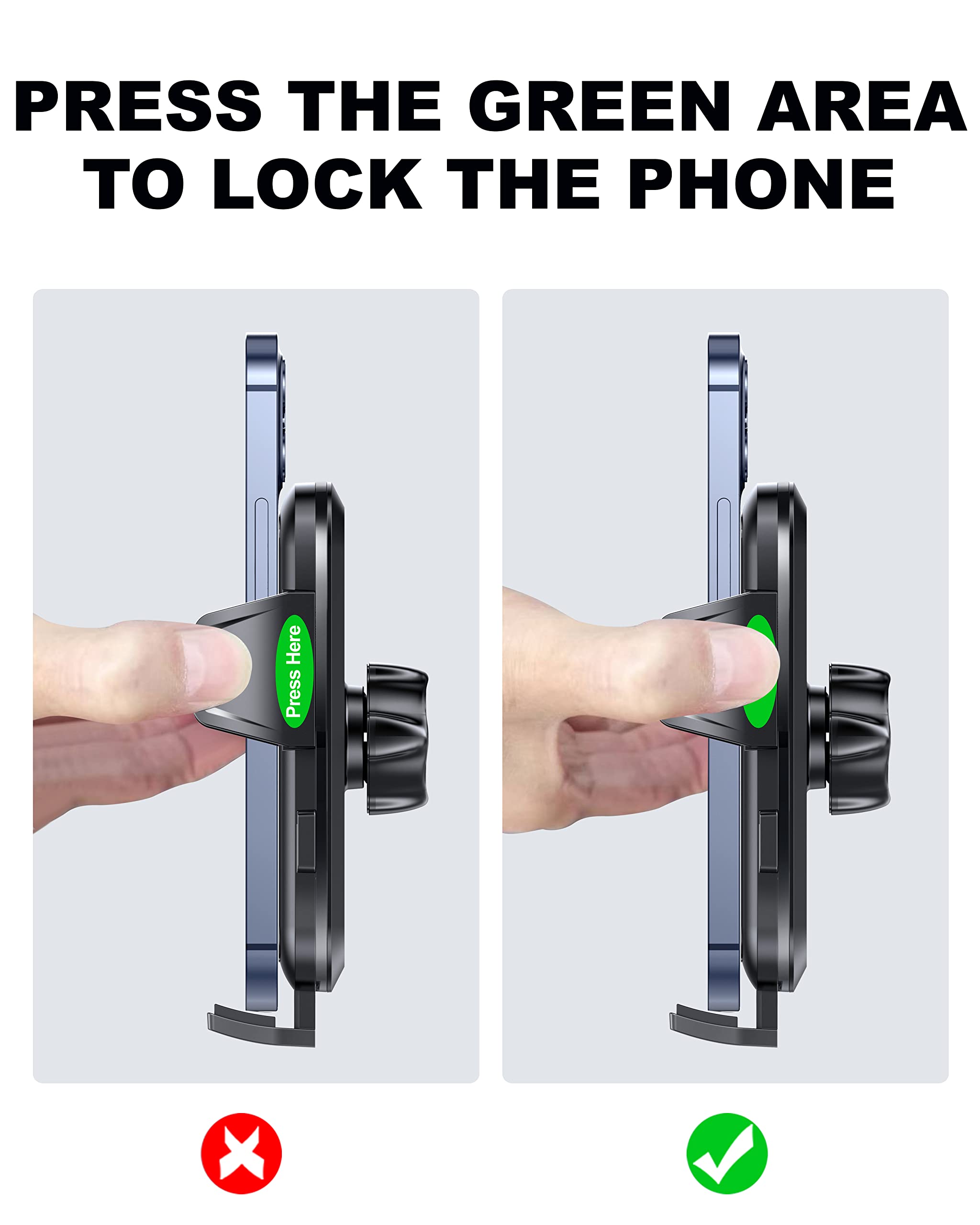 Phone Mount For Car Vent, Easy Clamp Hands Free With Military Grade Protection, Big Phone And Thick Case Friendly, Compatible Wi