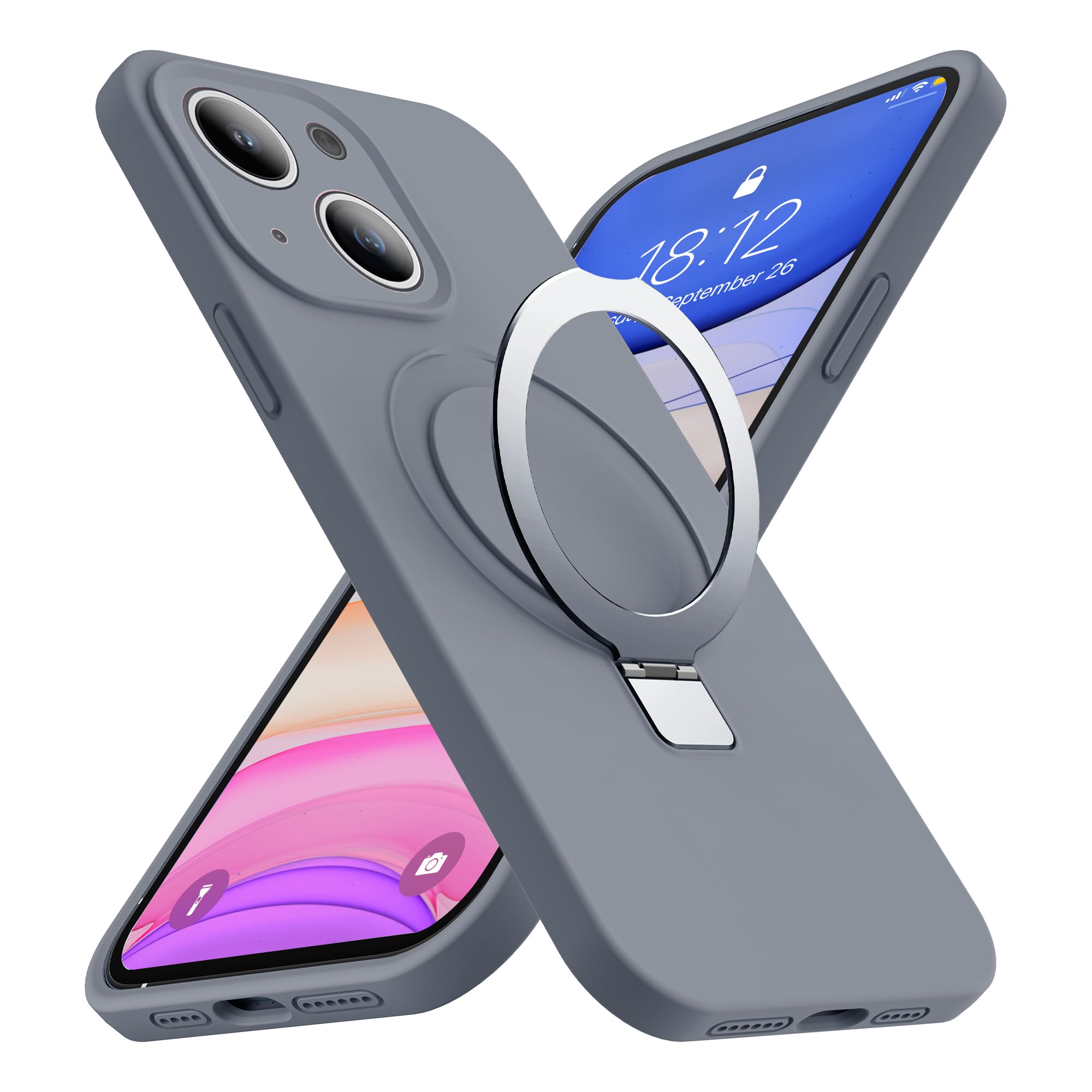 Skylmw Designed For Iphone 14 Case With Magnetic Invisible Stand Compatible With Magsafe Military Drop Tested Shockproof Silicon