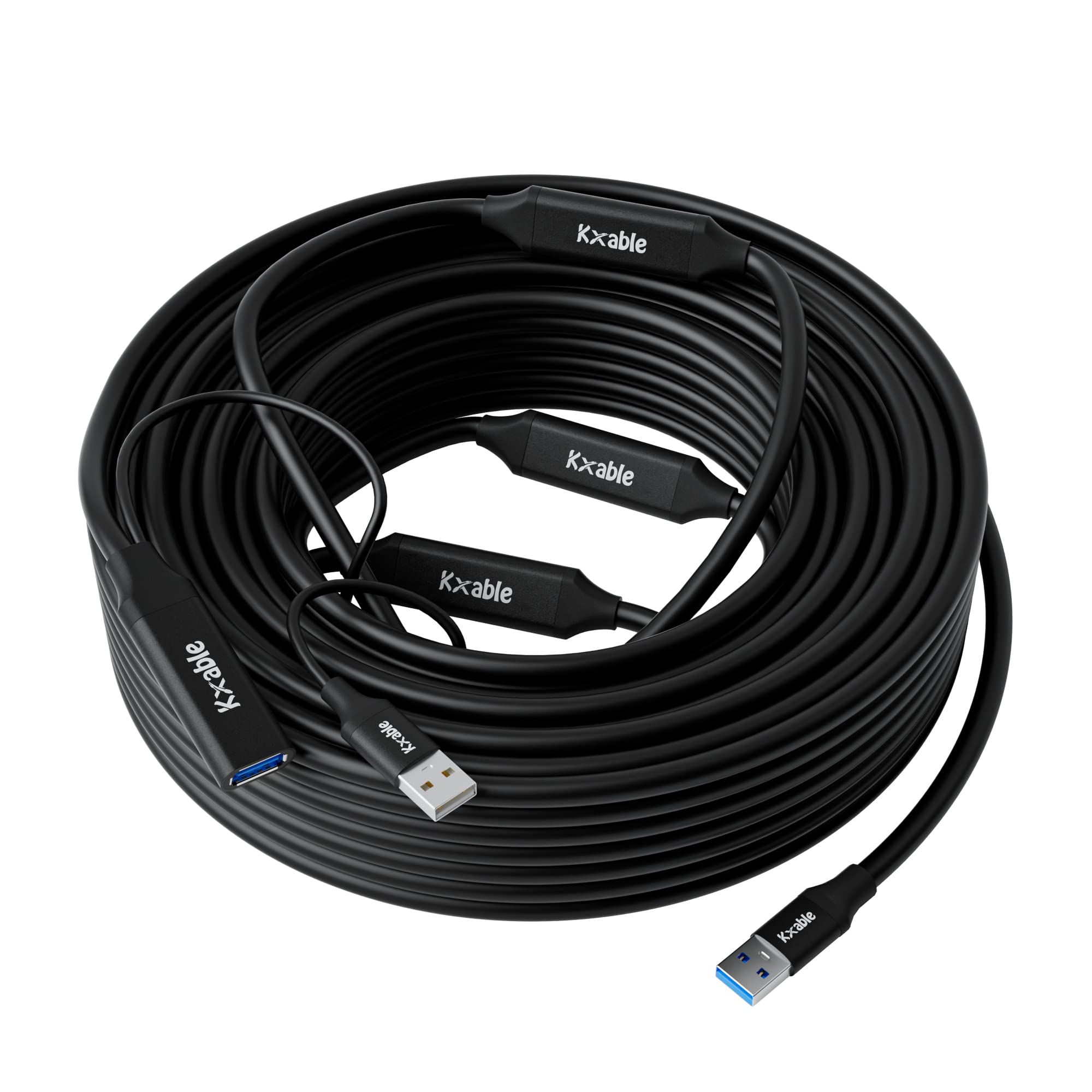 Usb 3.0 Active Extension Cable 100 Feet, Type A Male To Female Extender Cord, Usb Repeater Cable With 4 Signal Boosters & Usb Po