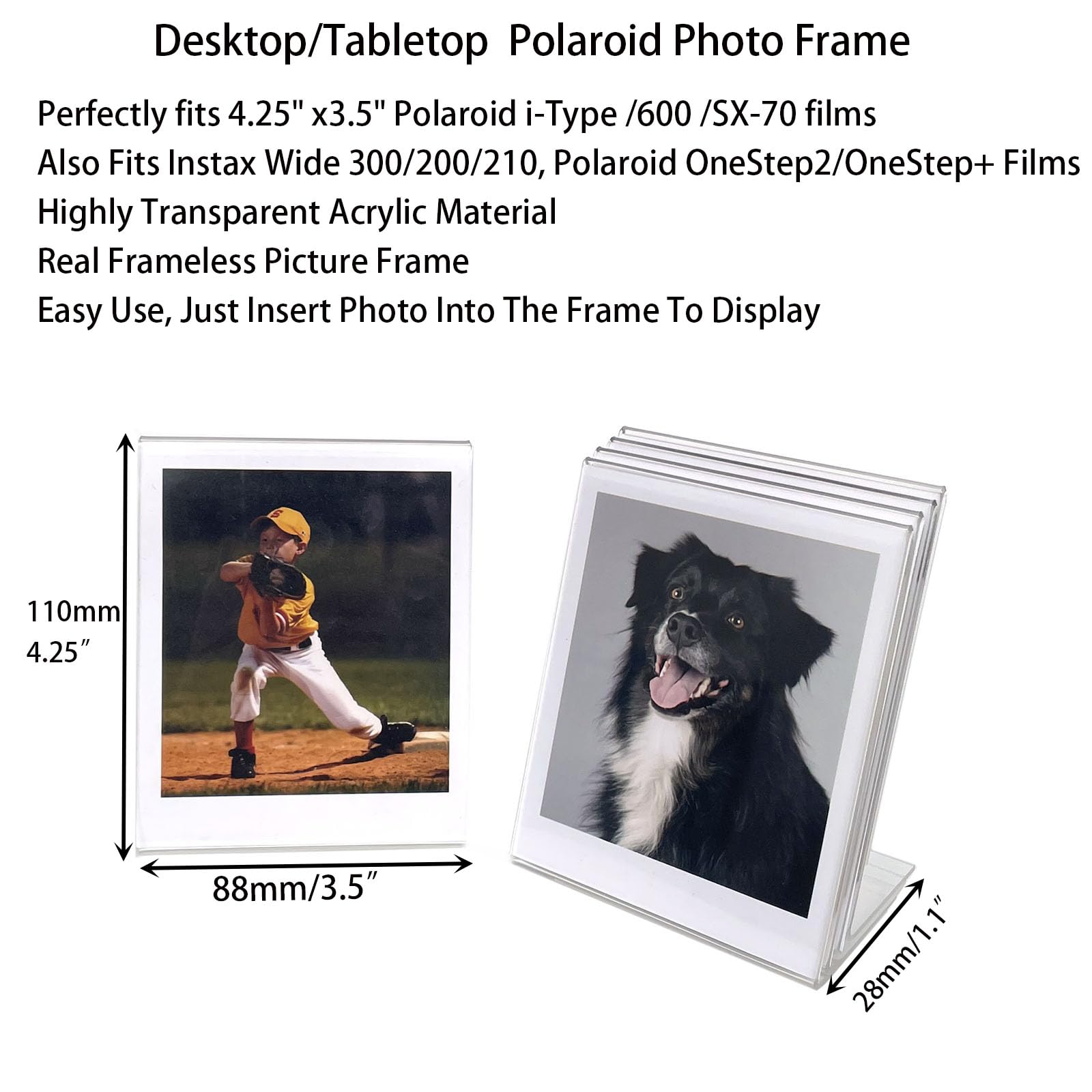 Lagipa 3.5 X 4.25    Polaroid Picture Frame For Polaroid Now I Type/600/Sx 70, Acrylic Picture Frame For Polaroid Onestep+/Insta
