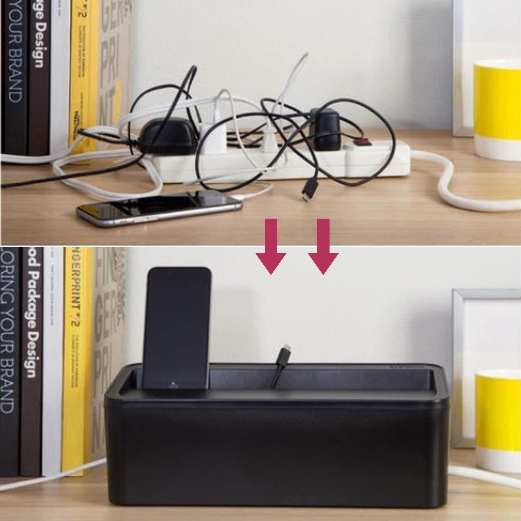 Cable Management Box Cord Organizer   The Cable Storage Box Can Manage Hide Plugs Wires Power Strips Usb Hub Router Tv Computer