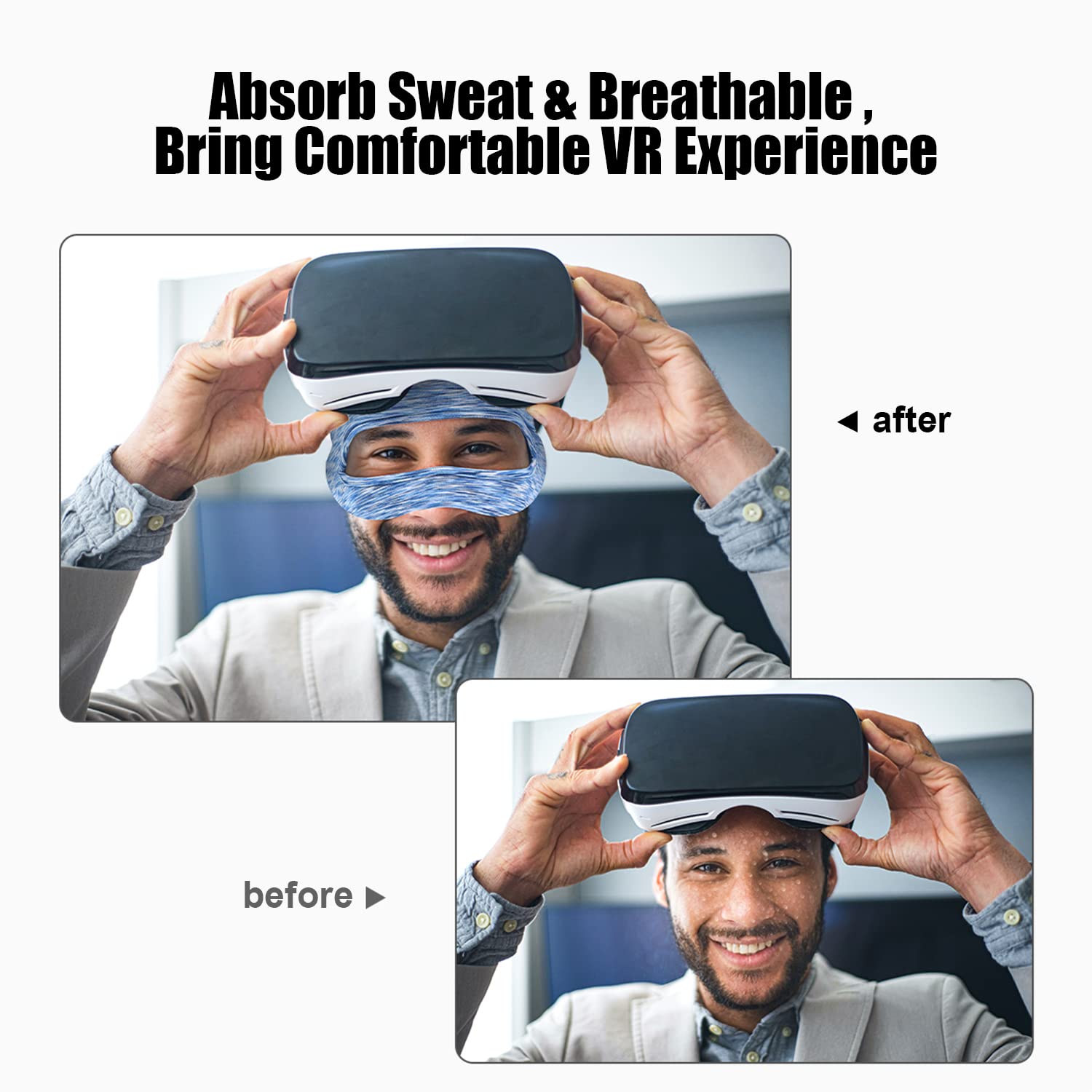 Sayafan Vr Eye Mask, Adjustable Breathable Vr Sweat Band For Oculus Quest 2, Htc Vive, Ps, Gear, Vr Workouts (3Pcs)