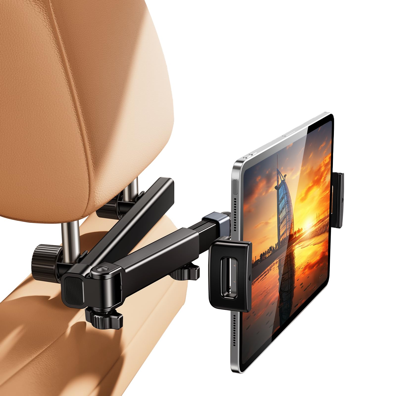 Nediea Headrest Tablet Holder, Car Headrest Tablet Stand, Extension Arm Car Back Seat Mount Tablet Holder For Kids, Compitible With 4.7 12.9' Tablet Ipad Pro, Air, Mini, Galaxy, Fire