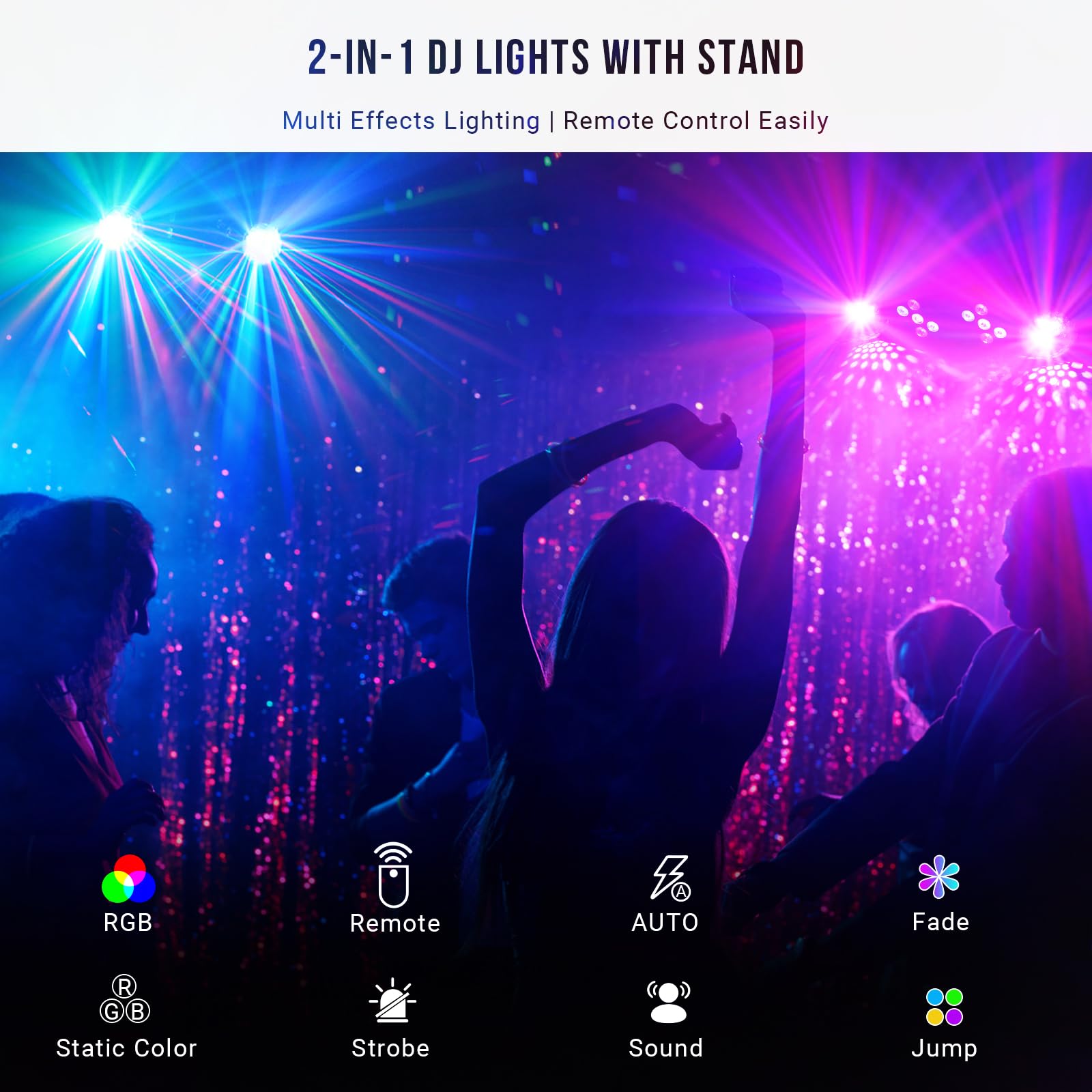 Dj Lights With Stand   Yeesite Stage Party Bar Light Set With Rgb Rotating Ball Led Par Sound Activated And Remote Control Dj Li
