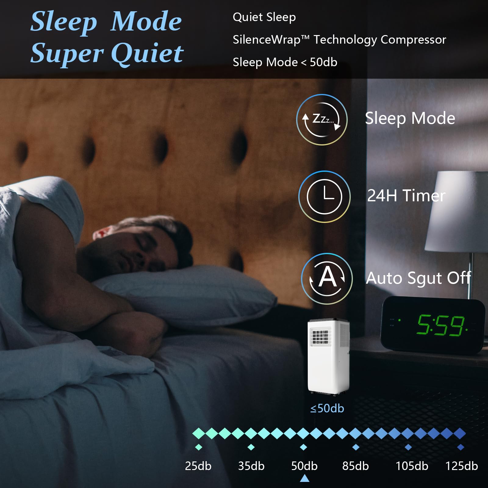 8,000 Btu Portable Air Conditioner Cools Up To 350 Sq.Ft, 3-In-1 Quiet Portable Ac Unit With Remote Control, Smart/Sleep Mode, A