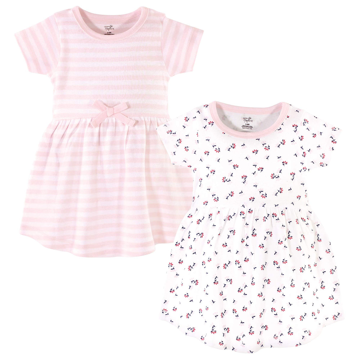 Touched By Nature Girls, Toddler, Baby And Womens Organic Cotton Short Sleeve And Long Sleeve Dresses, Tiny Flowers Short Sleeve