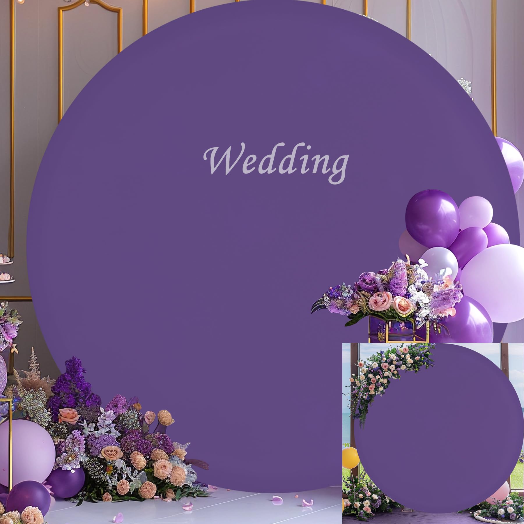 Gallety 7.2 Ft Purple Round Backdrop Cover For 5 To 7.2Ft Round Backdrop Stand   Adjustable Circle Arch Backdrop Cover For Weddi