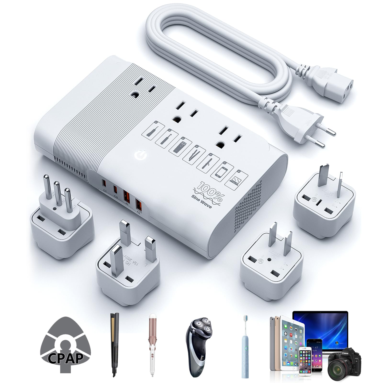 [Game Changer] Doace 500W Max 220V To 110V Converter, 50Hz To 60Hz Voltage Converter For European Travel, 100% Pure Sine Wave Vo