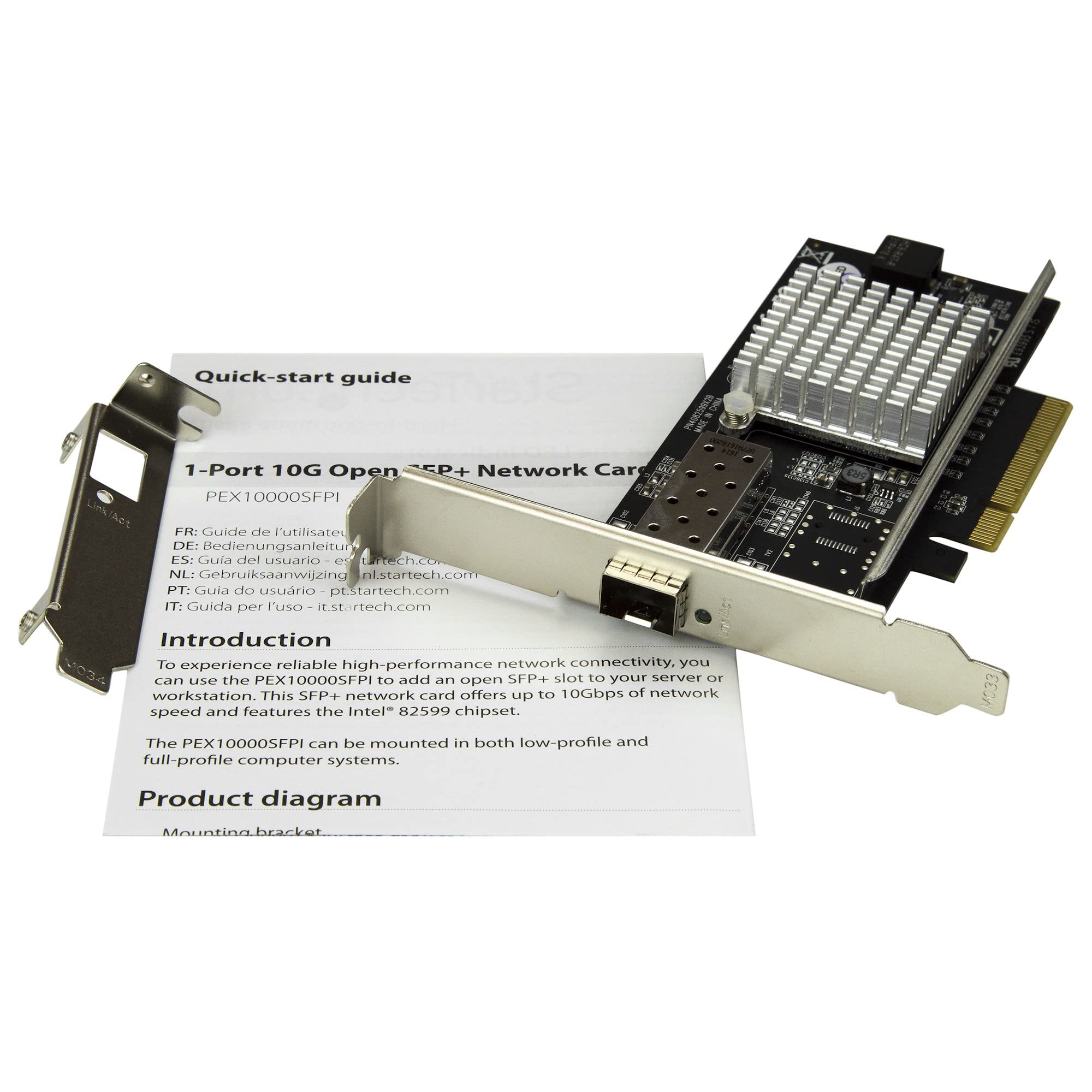 Startech.Com 10G Network Card   Mm/Sm   1X Single 10G Spf+ Slot   Intel 82599 Chip   Gigabit Ethernet Card   Intel Nic Card (Pex
