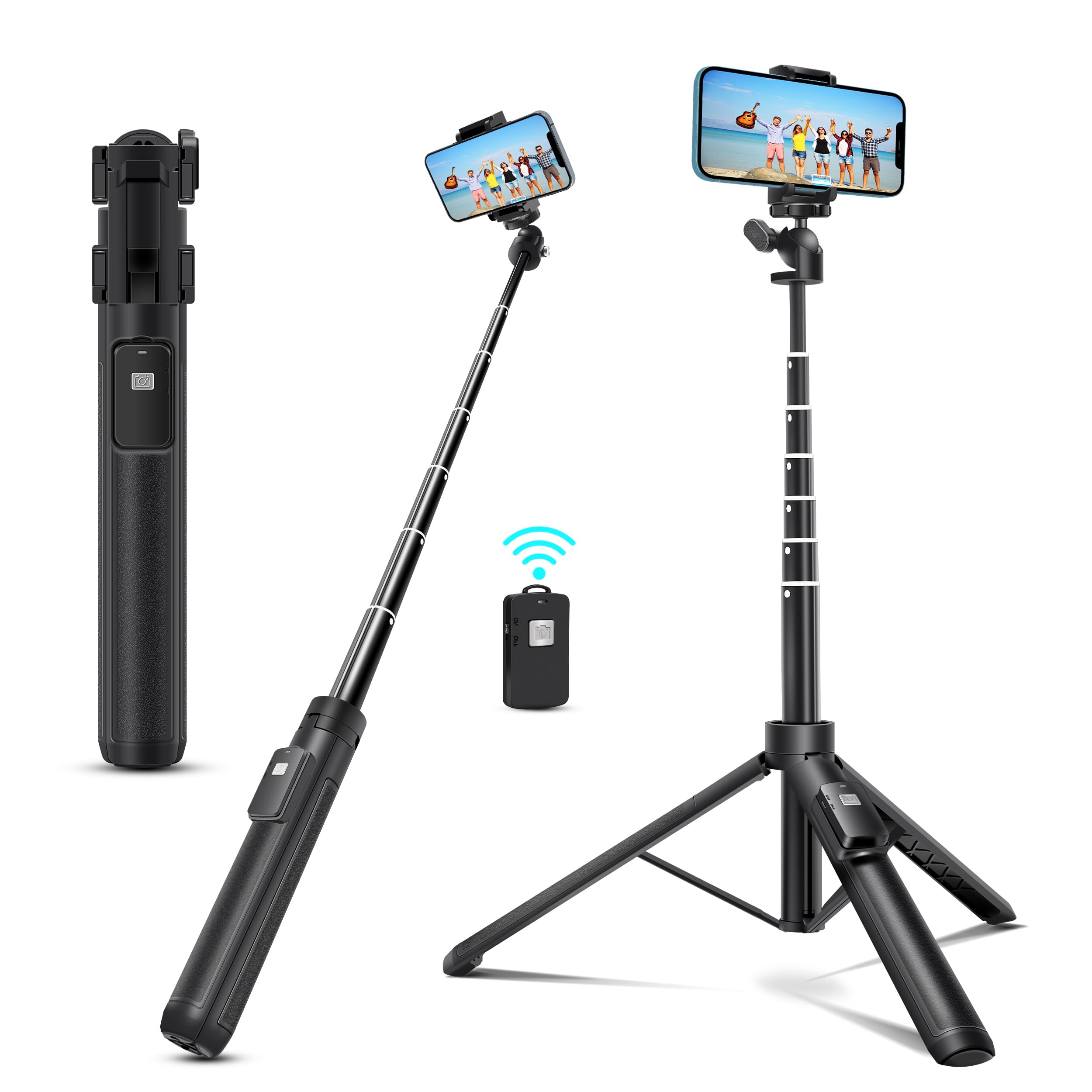Selfie Stick Portable 40 Inch Aluminum Alloy Selfie Stick Phone Tripod With Wireless Remote Shutter Compatible With All Cell Pho