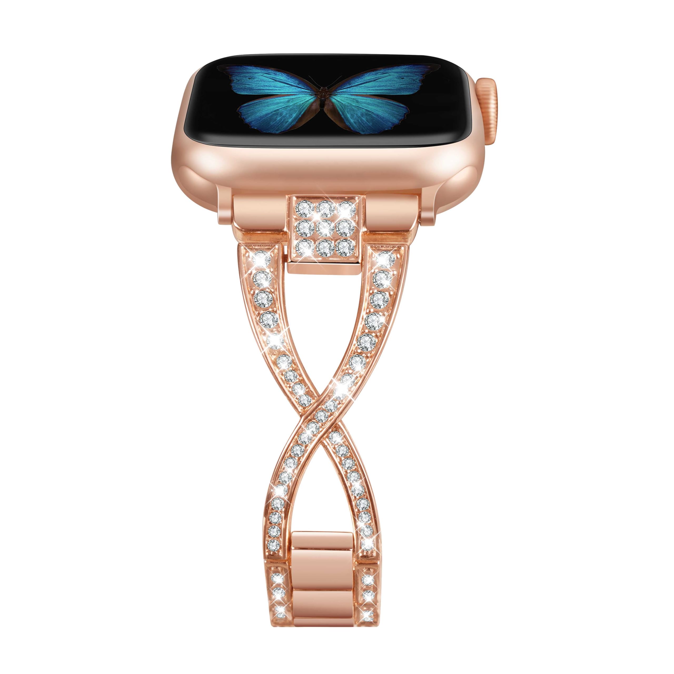 Jfdragon Bands For Apple Watch 38Mm 40Mm 41Mm 42Mm(Series10) Women Series 10 9 8 7 6 5 4 Se Iwatch Band Bling Metal Bracelet Fan