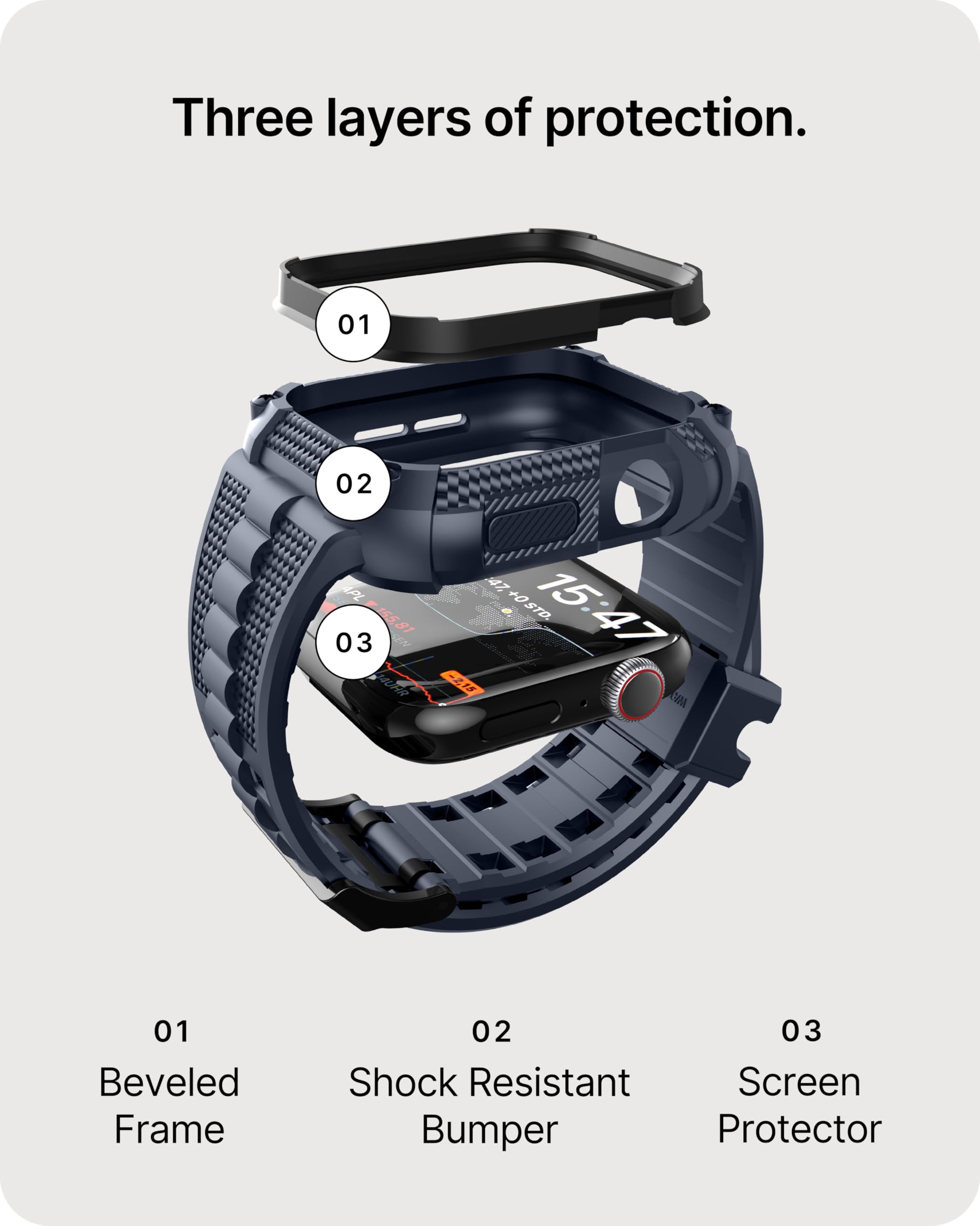 Fullmosa Watch Bands 45Mm, Rugged Iwatch Band Silicone With Screen Protector And Bumper Case For Men, Compatible With Apple Watc