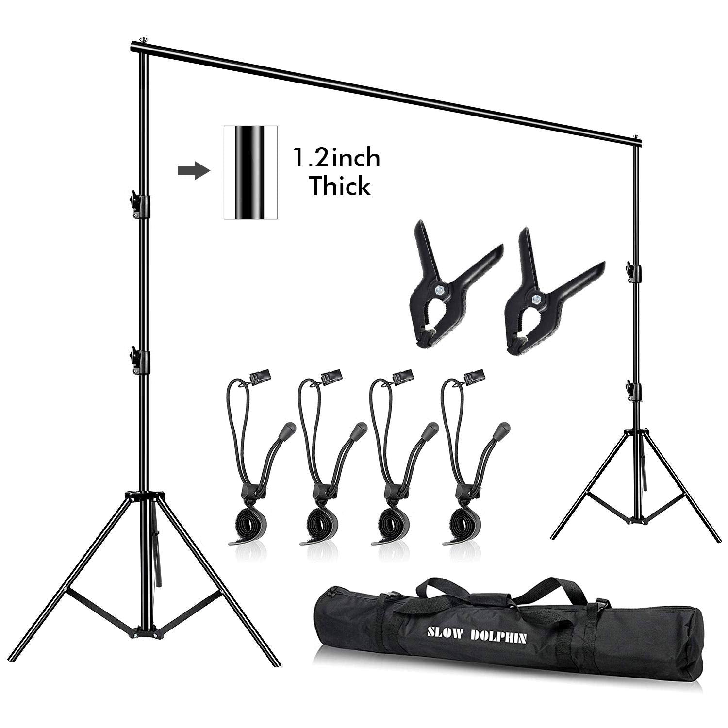 Slow Dolphin Photo Video Studio 10Ft (W) X 9.2Ft (H) Heavy Duty Adjustable Photography Backdrop Stand Background Support System