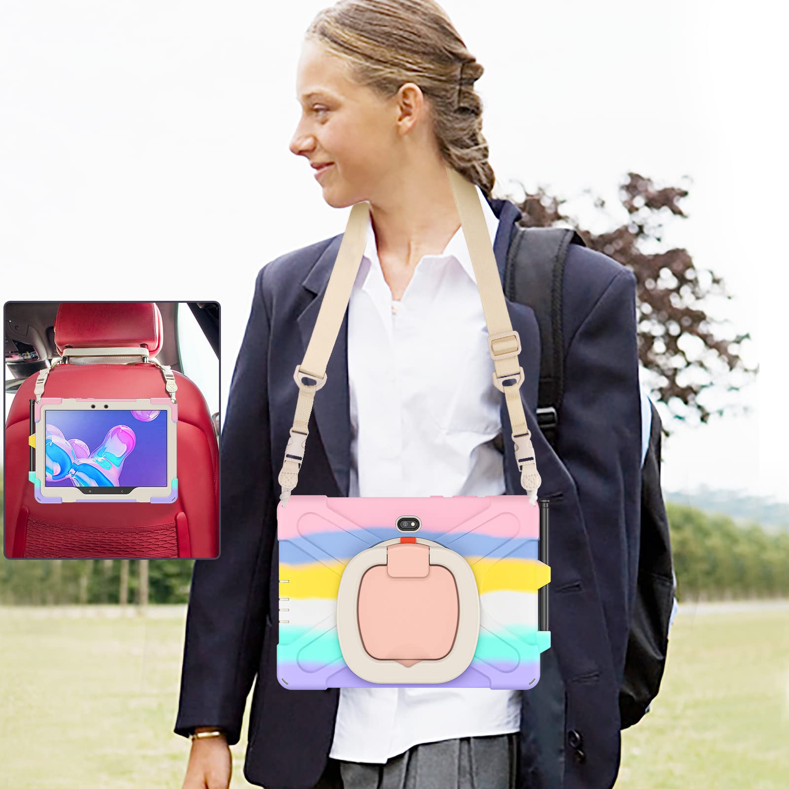 Blllue Case For Samsung Galaxy Tab Active Pro 10.1 Inch Sm T540/Sm T545, 360 Degree Hand Grip Kickstand Shockproof Cover Case Wi