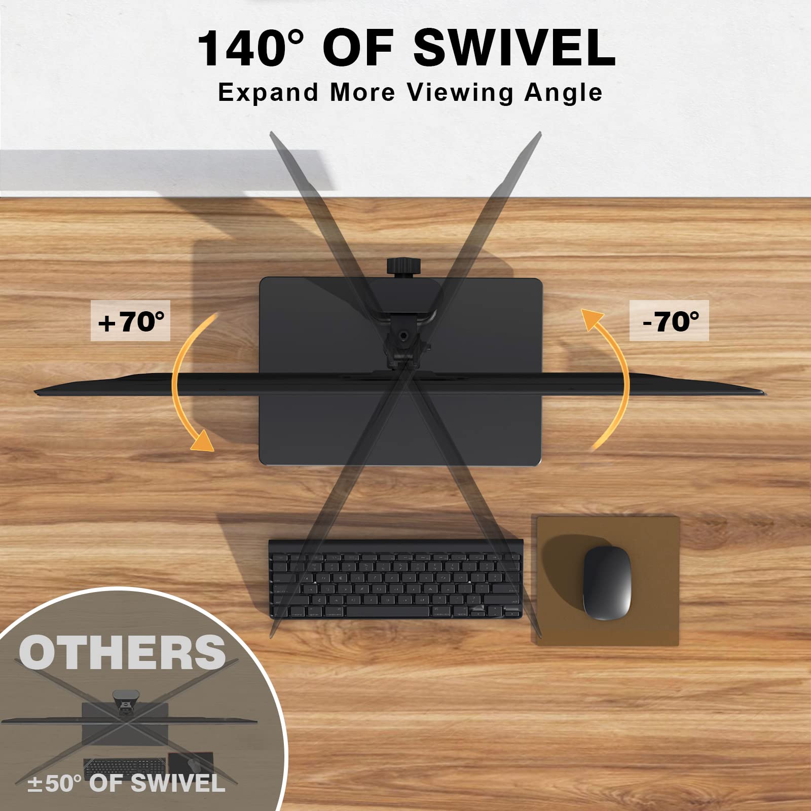 Single Monitor Stand Vesa Mount For 13 32 Inch Screens, Free Standing Monitor Riser With Swivel Tilt Rotation Height Adjustable,
