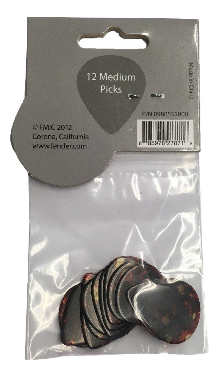 Fender Classic Celluloid Guitar Picks 551 Shape, Tortoise Shell, Medium, 12 Pack