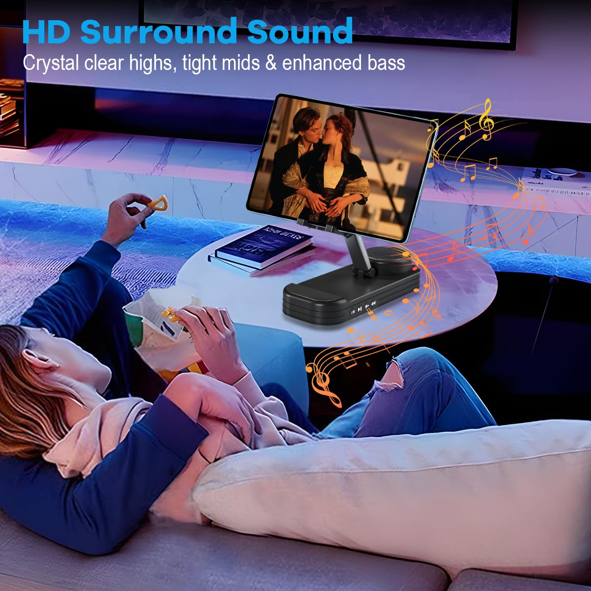 Christmas Tech Gift For Men, Cell Phone Stand With Wireless Bluetooth Speaker, Thanksgiving Present For Him Dad Who Wants Nothing, Desktop Cool Gadget Unique Idea Gift For Mom Wife Her