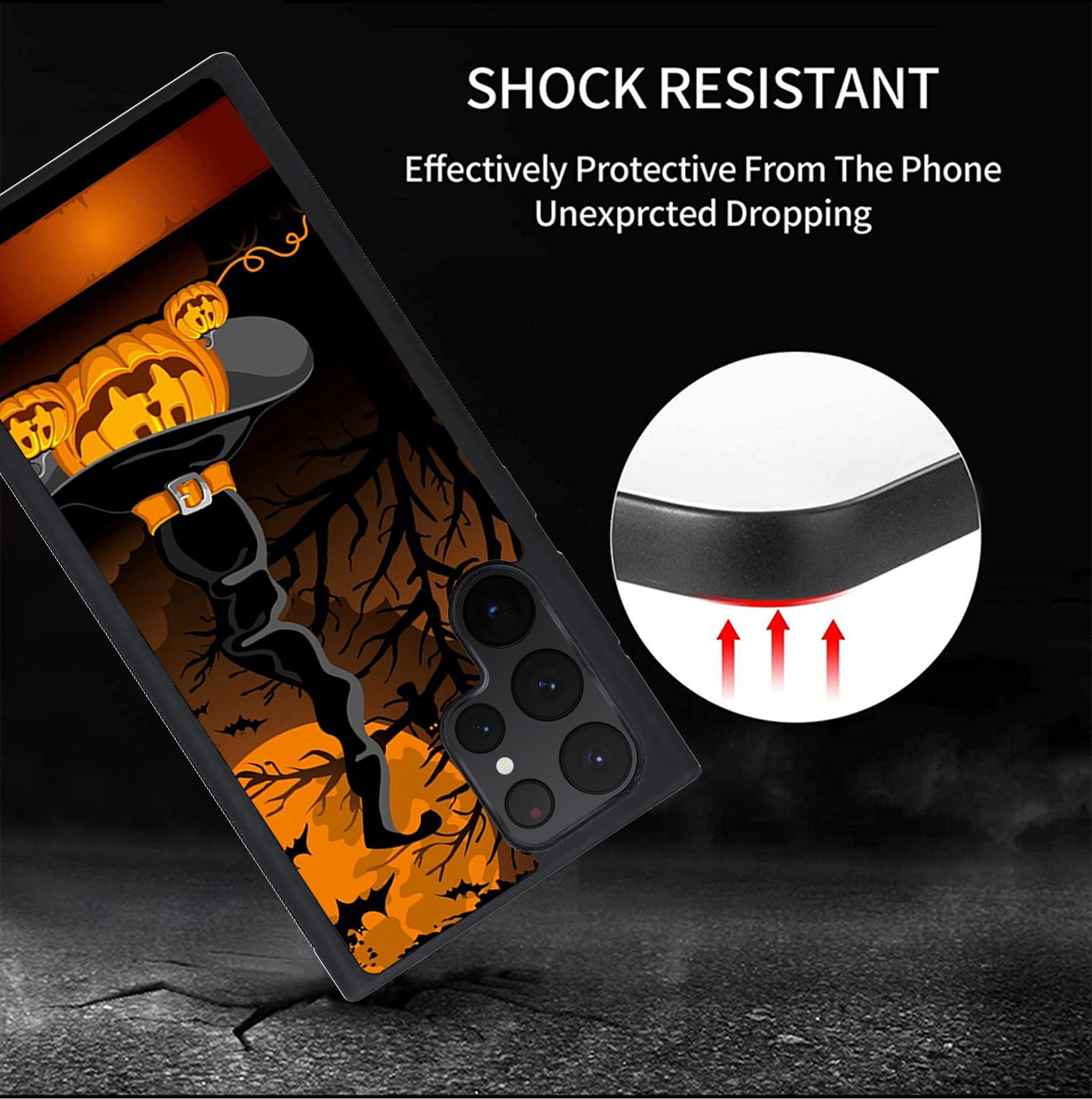 Vuttoo For Samsung Galaxy S22 Ultra Case   Halloween Pumpkins Witch Hat Pattern Phone Case   Tpu Shock Absorption Protection Pho