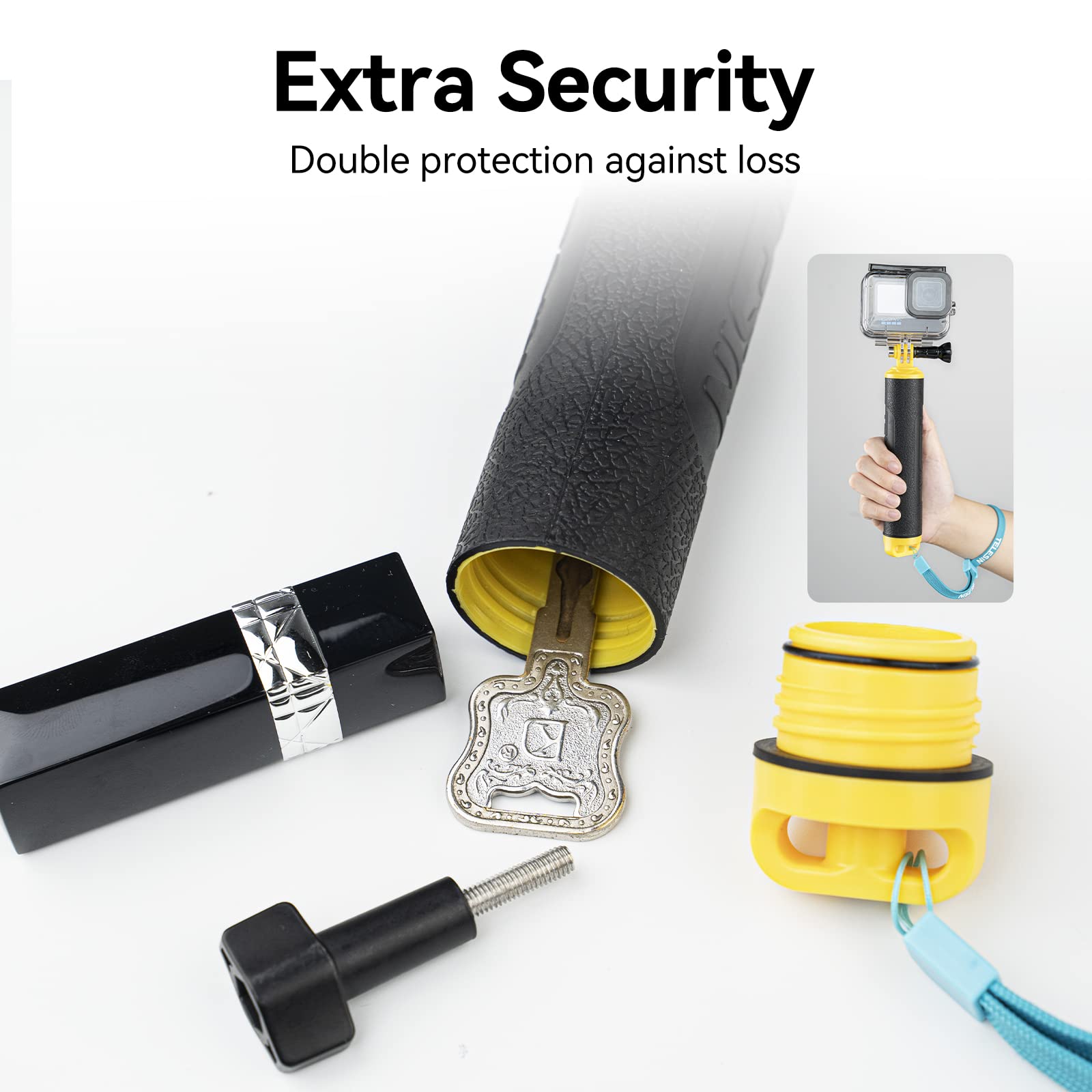 Telesin Floating Gopro Stick Floating Selfie Stick For Gopro Hero 13 12 11 10 9 8 7 6, Fusion, Max, Dji And Most Action Cameras   For Snorkeling, Surfing, Waterparks